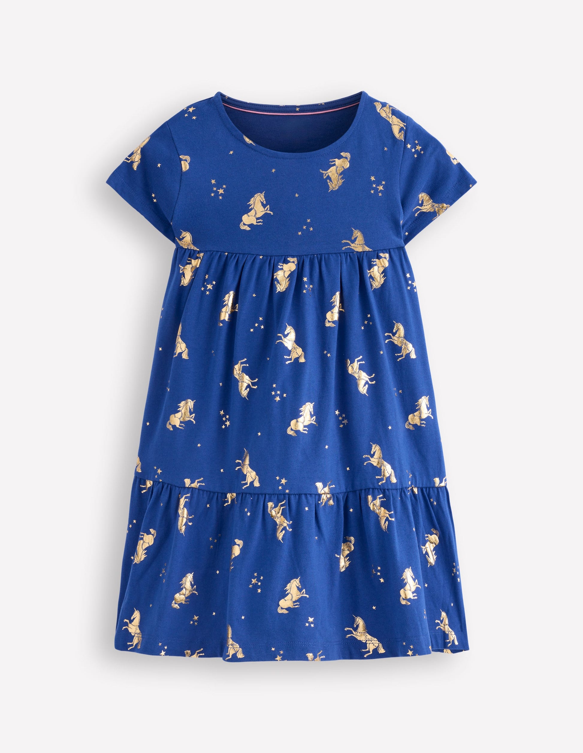 Ariel Twirly Jersey Dress-Sapphire Blue Unicorns-1