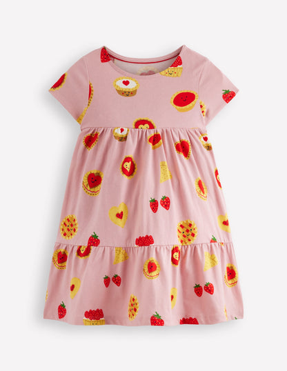 Ariel Twirly Jersey Dress-Vintage Pink Sweet Treats-1