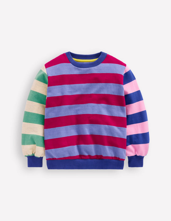 Printed Sweatshirt-Multi Hotch Potch Stripe