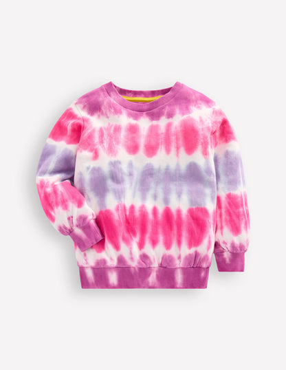 Printed Sweatshirt-Pink Tie Dye-1