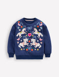 Bobbie Appliqué Sweatshirt-Navy Unicorns