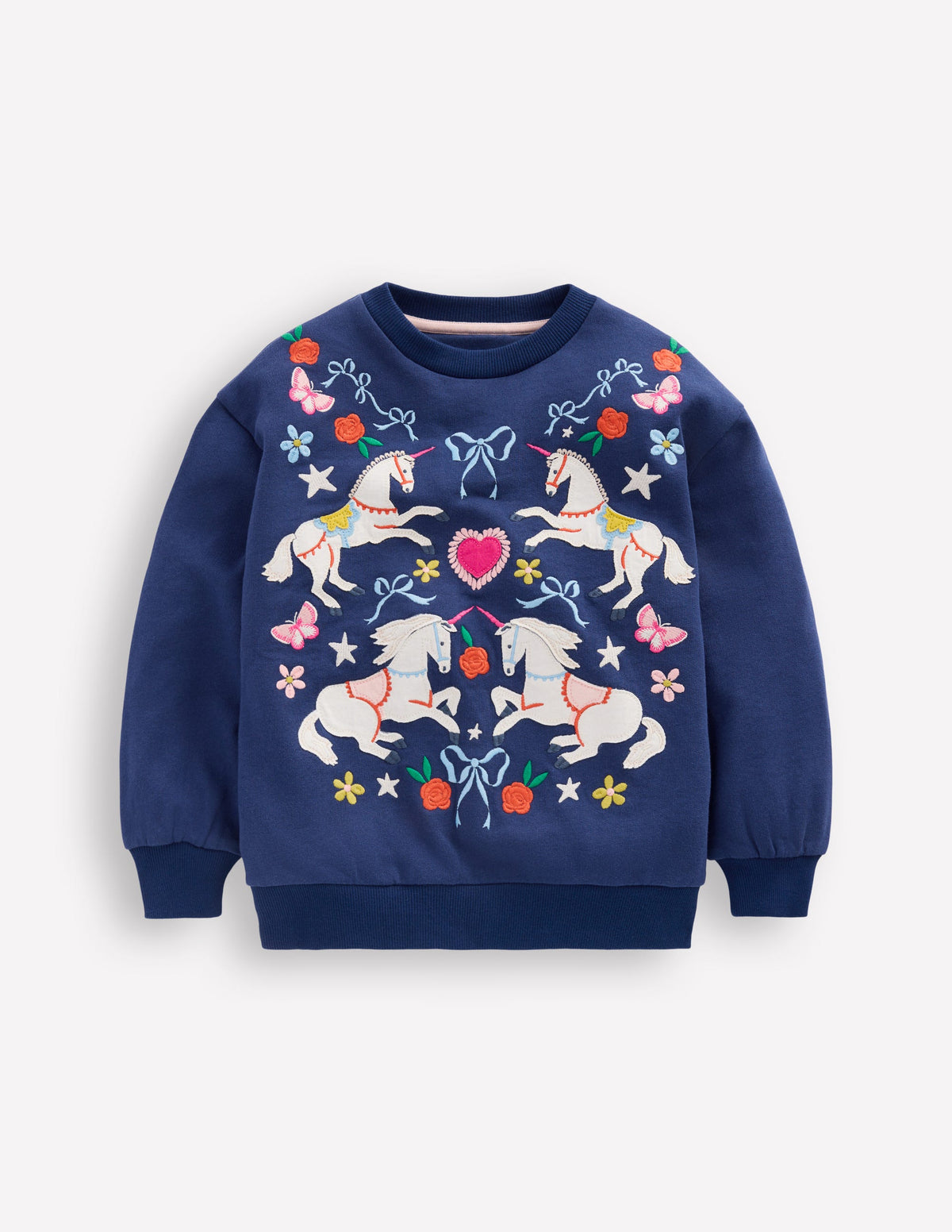 Bobbie Appliqué Sweatshirt-Navy Unicorns - Image 1