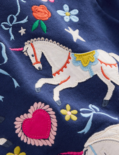 Bobbie Appliqué Sweatshirt-Navy Unicorns-3