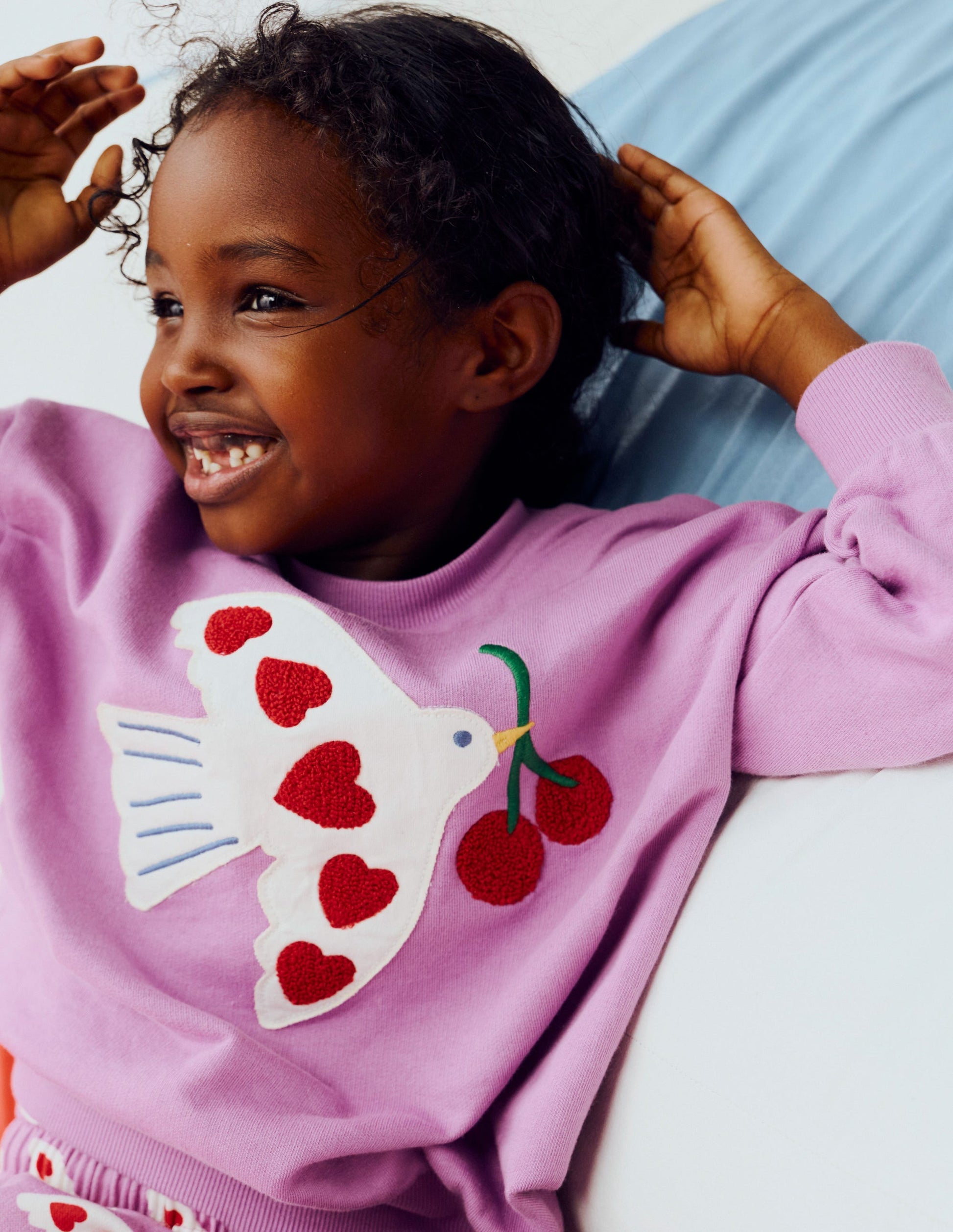 Bobbie Appliqué Sweatshirt-Purple Doves-4