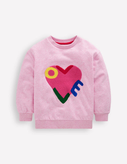 Bobbie Appliqué Sweatshirt-Pink Marl Love-1