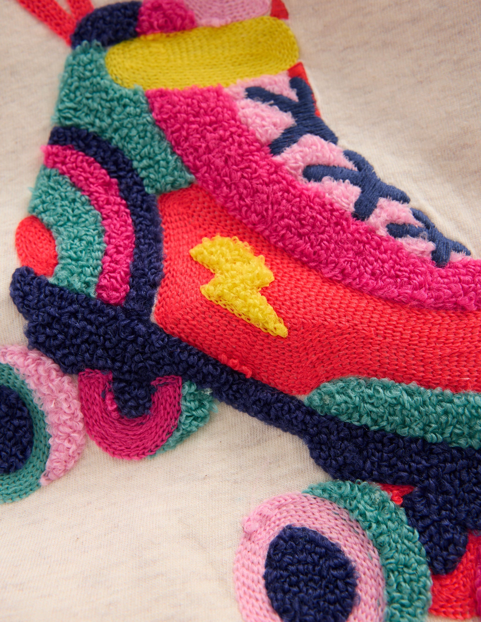 Long Sleeve Bouclé T-shirt-Oatmeal Marl Rollerskate-3