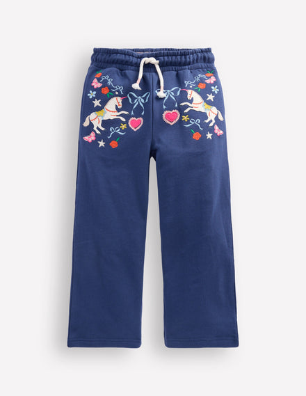 Bobbie Appliqué Sweatpants-Navy Unicorns