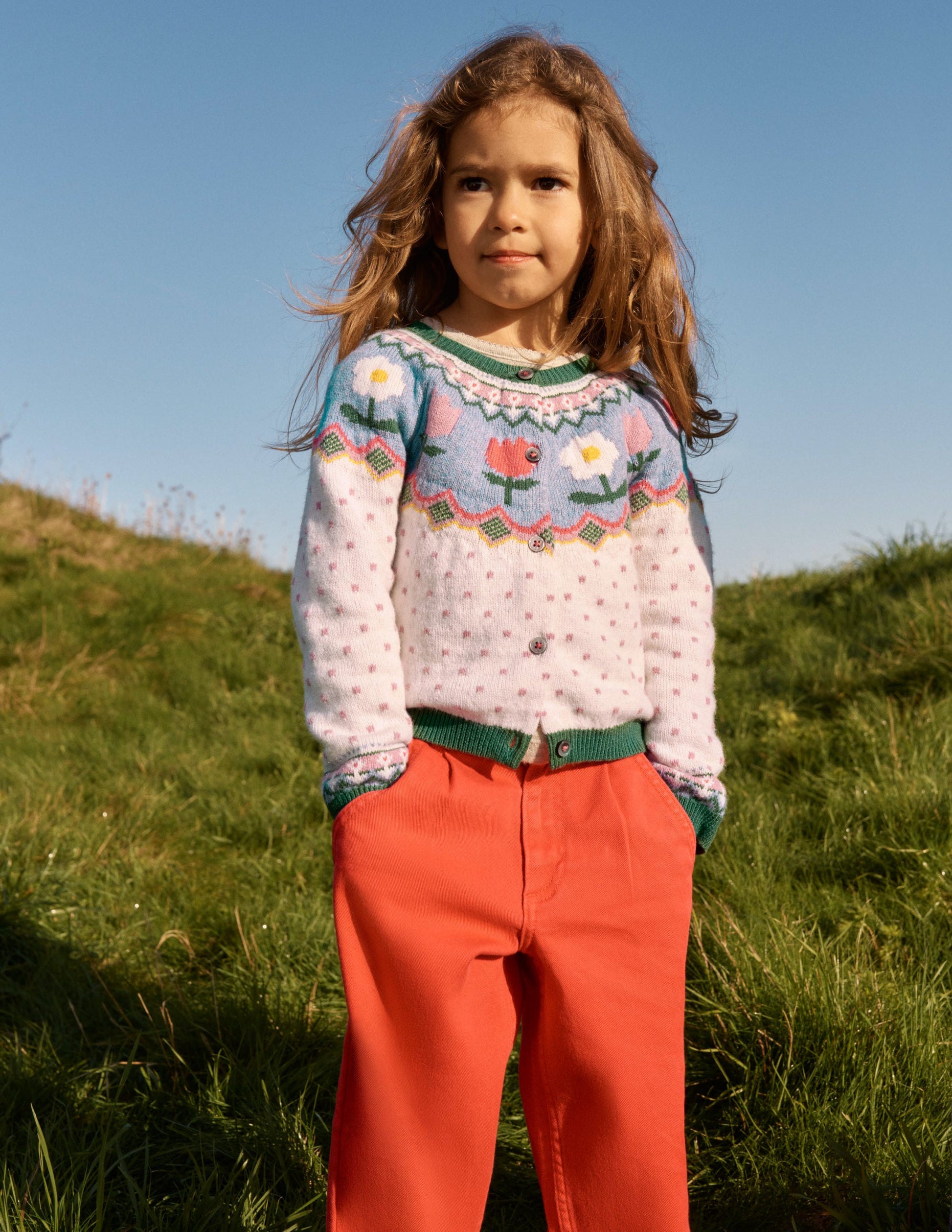 Edie Fair Isle Cardigan-Ecru Marl Spot FLowers-6