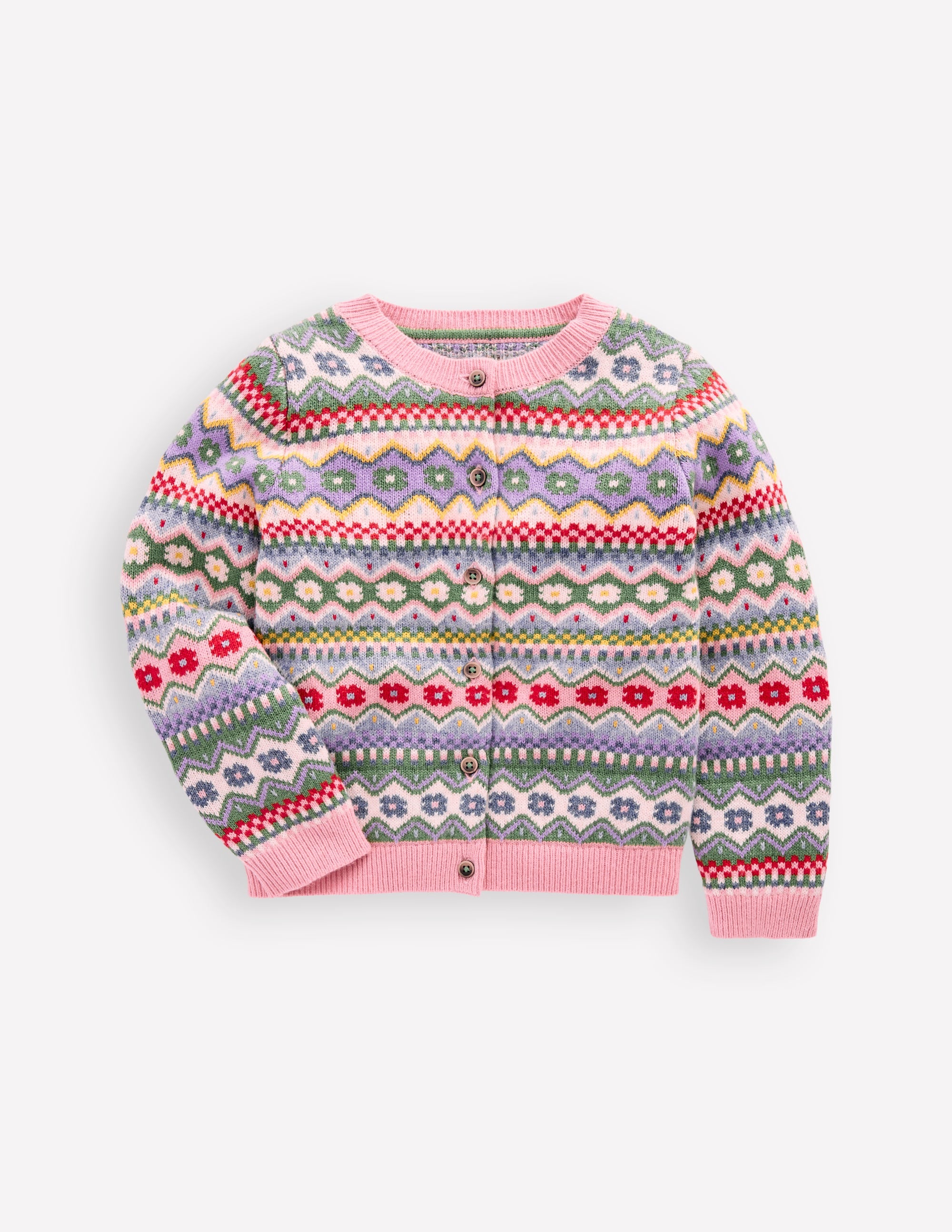 Edie Fair Isle Cardigan-Glacier Blue Pretty Flowers - Image 1