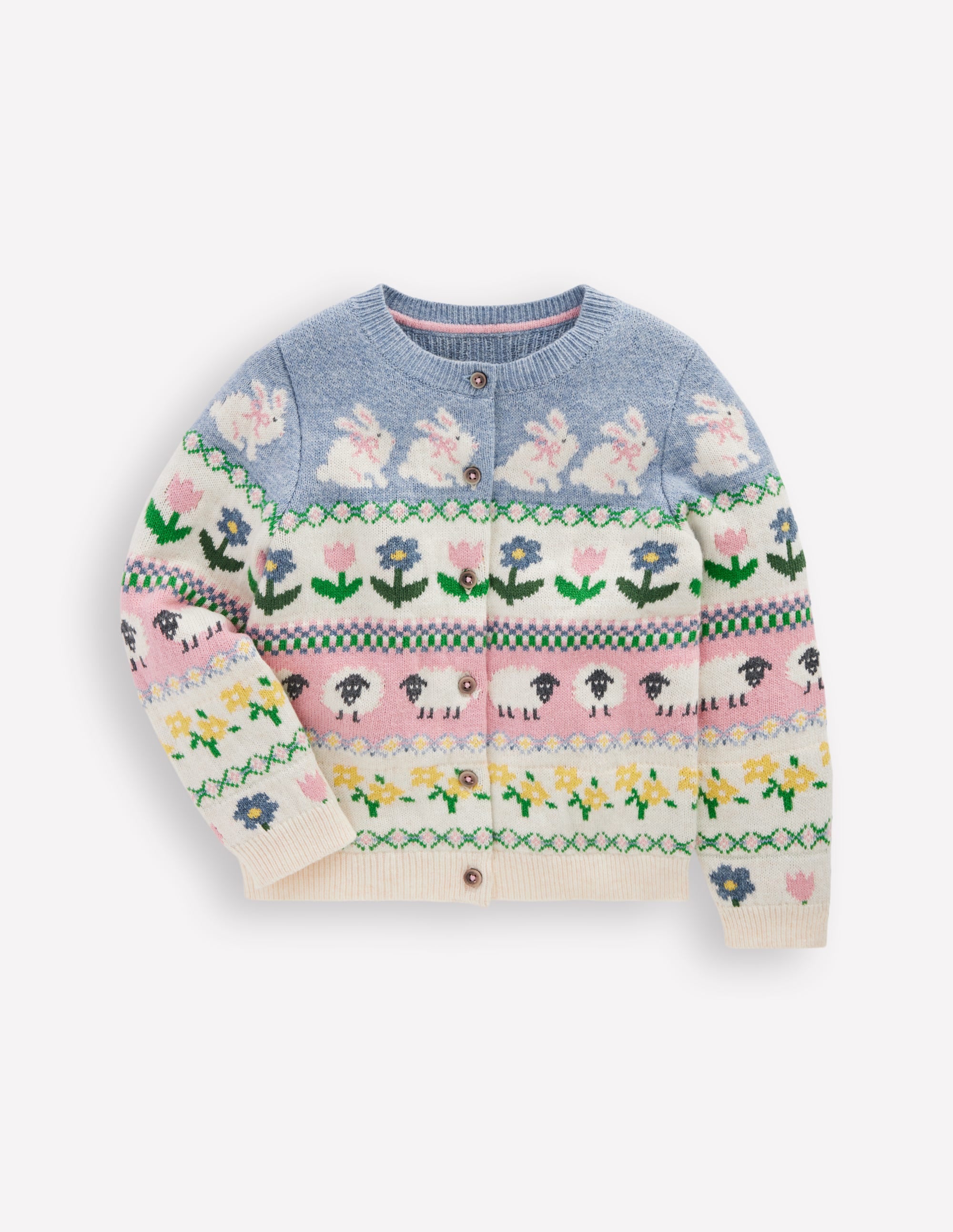 Edie Fair Isle Cardigan-Glacier Blue Bunny Fair Isle - Image 2