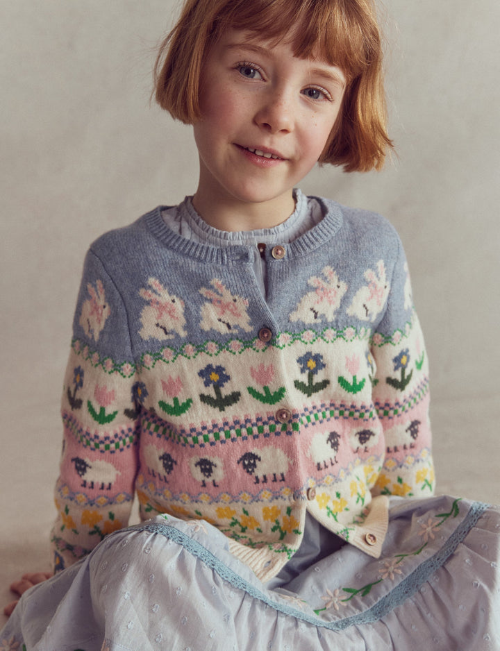 Edie Fair Isle Cardigan-Glacier Blue Bunny Fair Isle