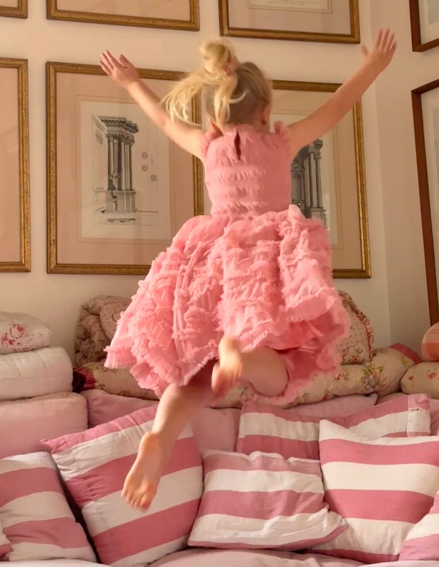 Tulle Bow Occasion Dress-Almond Pink