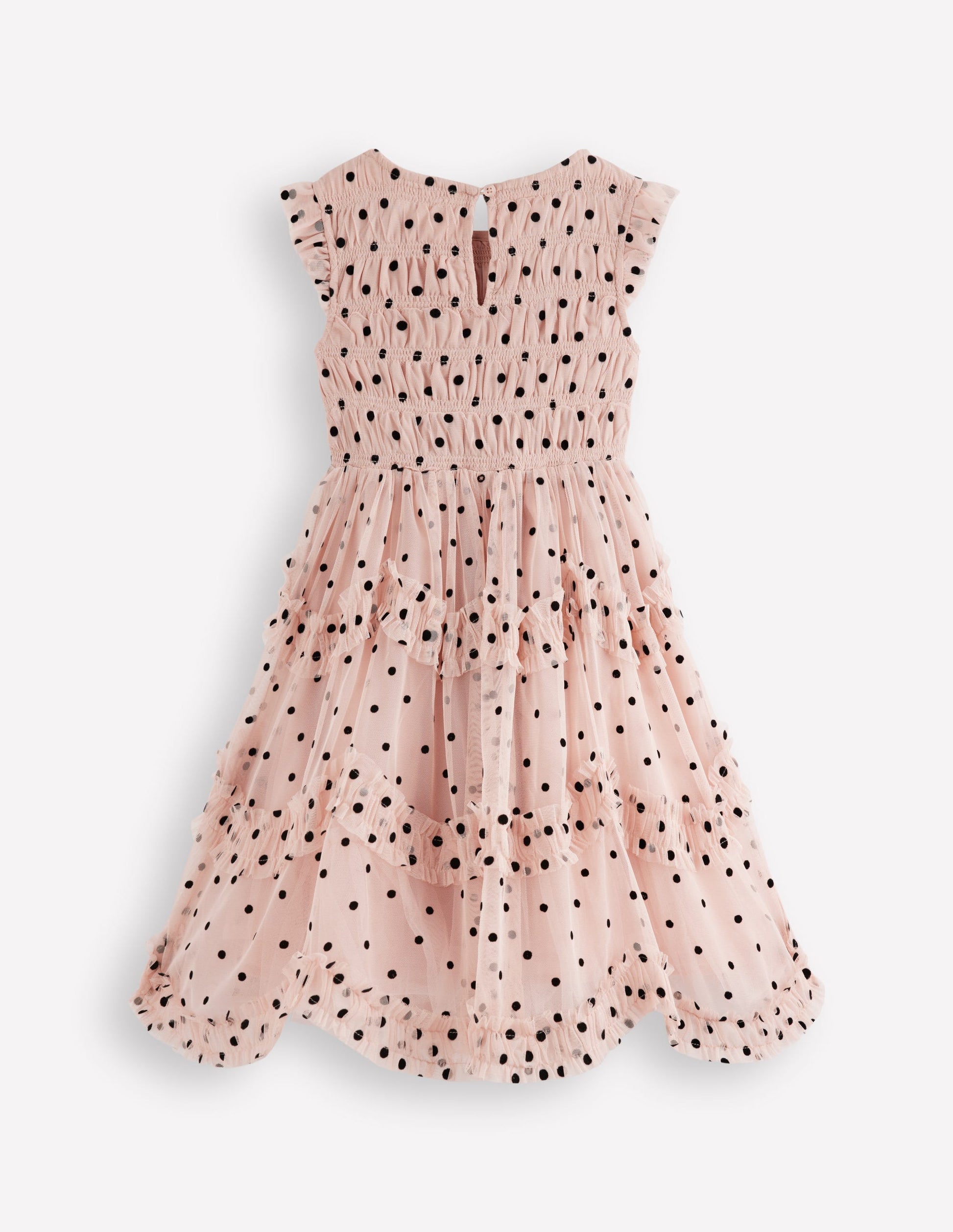 mini boden ruffle dress Tulle Ruffle Occasion Dress-Rose Smoke Flock Spot