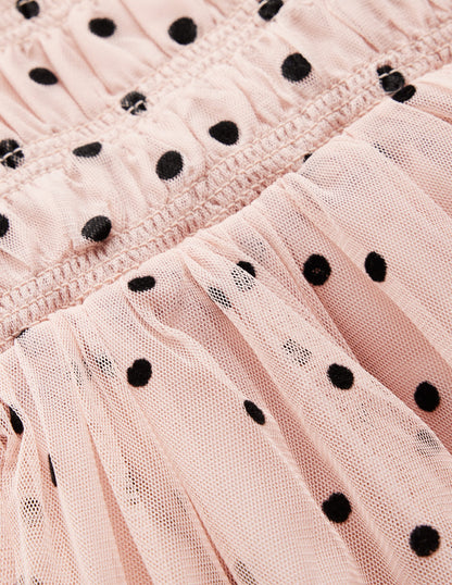 Tulle Bow Occasion Dress-Rose Smoke Flock Spot-6