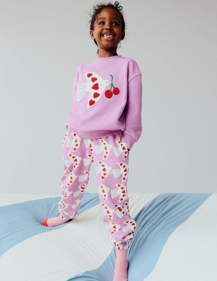 Fun Printed Jogger-Purple Doves