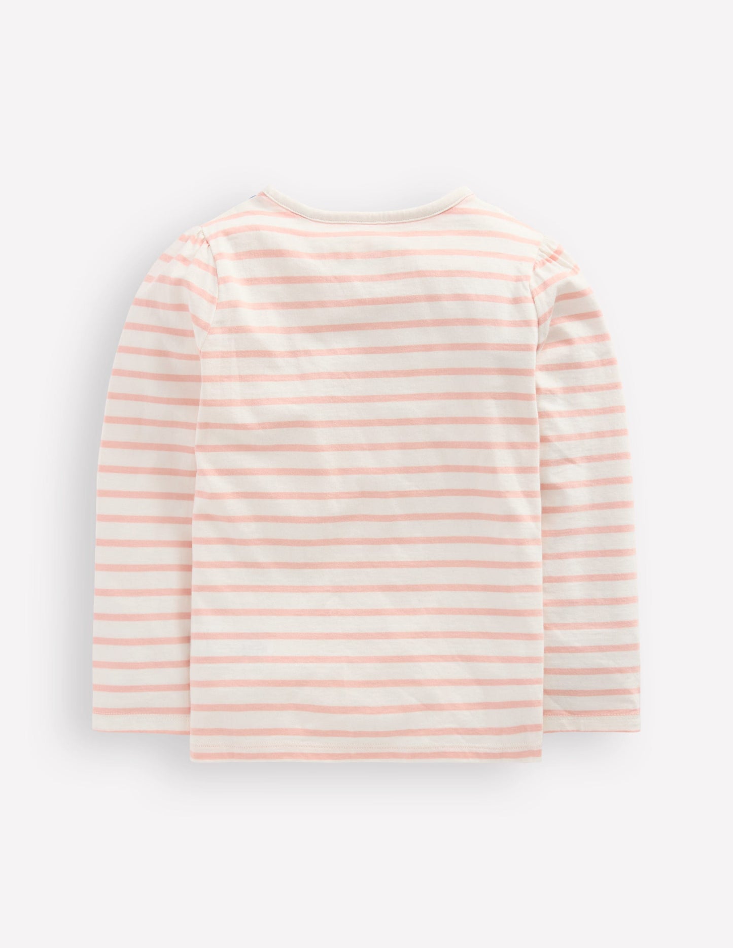 Puff Sleeve Appliqué  T-shirt-Lotus Necklace Stripe