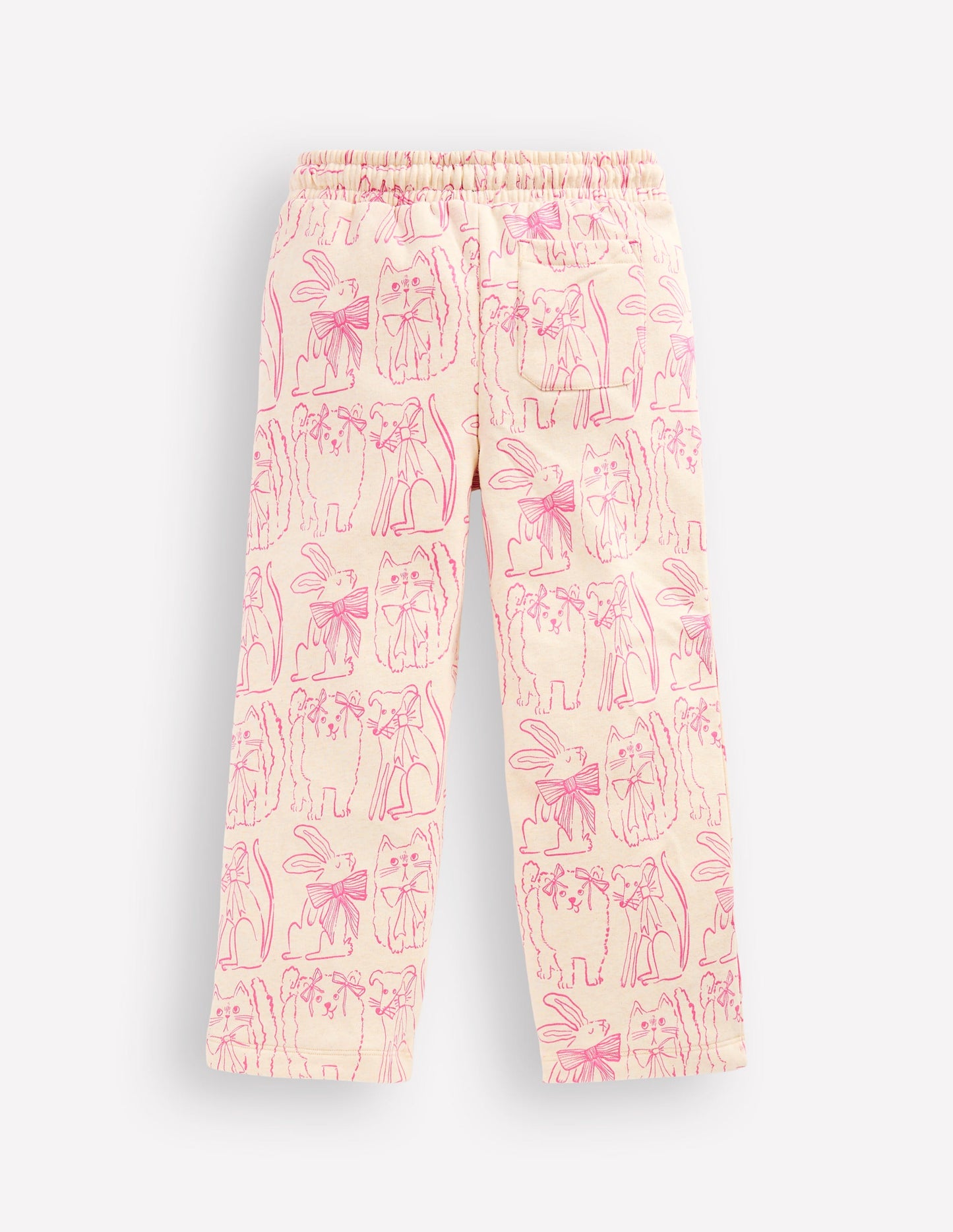 Wide Leg Printed Sweatpants-Oatmeal Cats