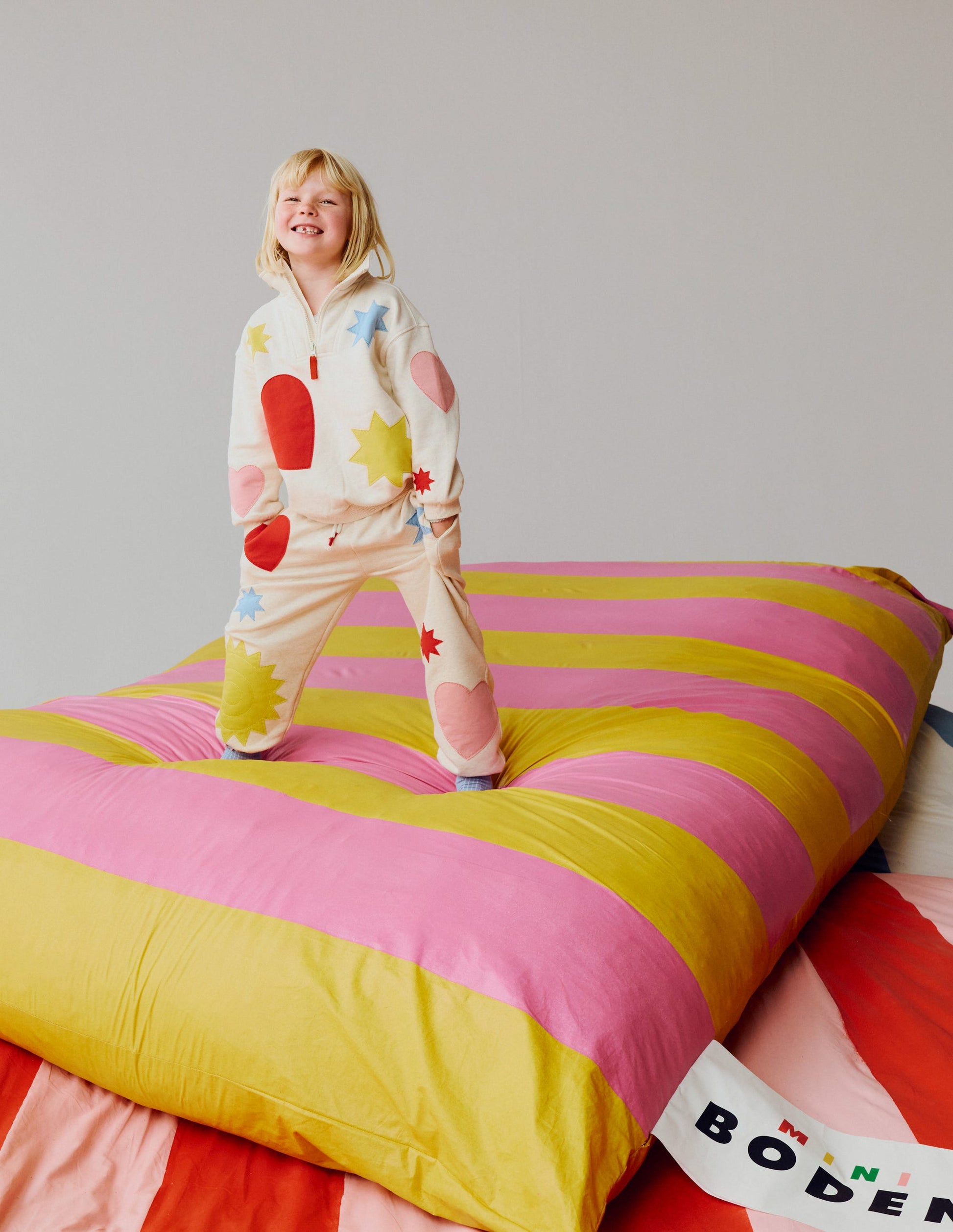 Printed Cosy Sweatpants-Applique Shapes-1