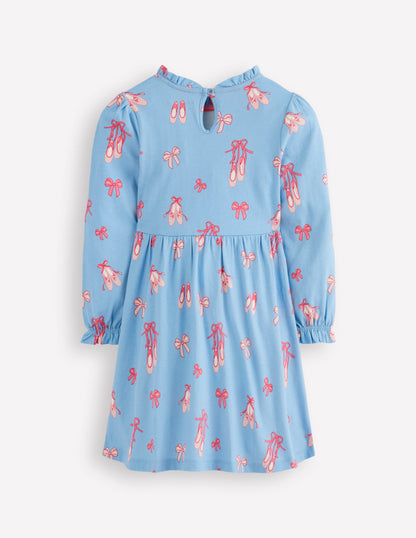 Blouson Sleeve Jersey Dress-Pale Blue Ballet Shoes-4