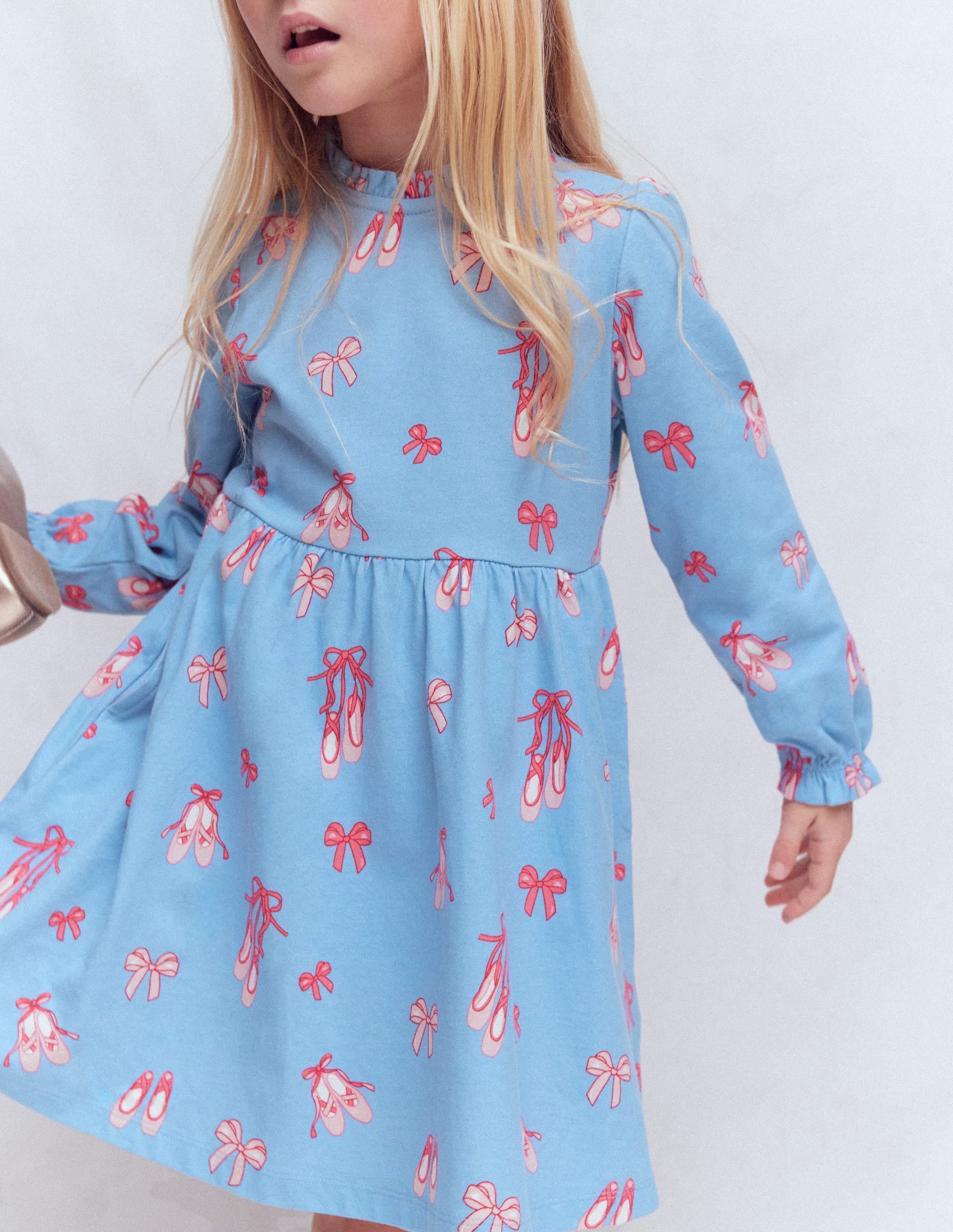Blouson Sleeve Jersey Dress-Pale Blue Ballet Shoes - Image 1