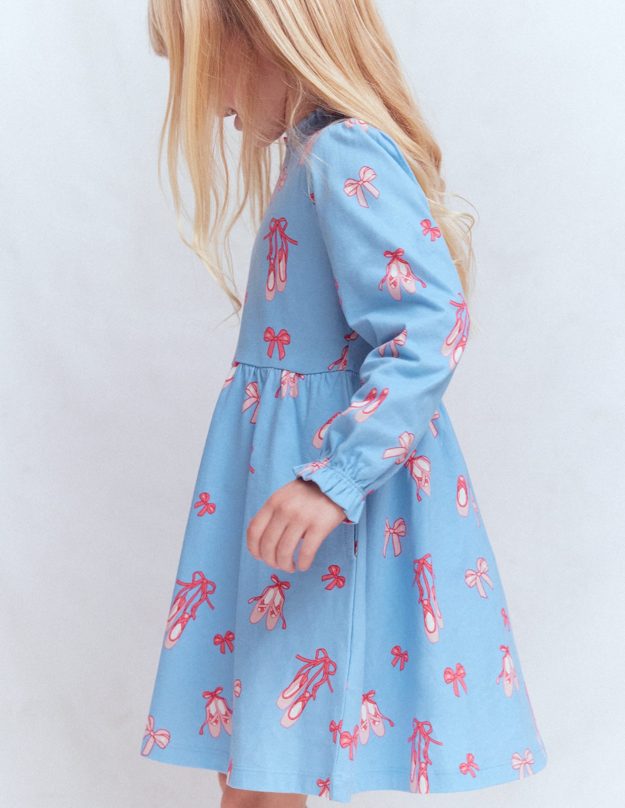 Blouson Sleeve Jersey Dress-Pale Blue Ballet Shoes - Image 2
