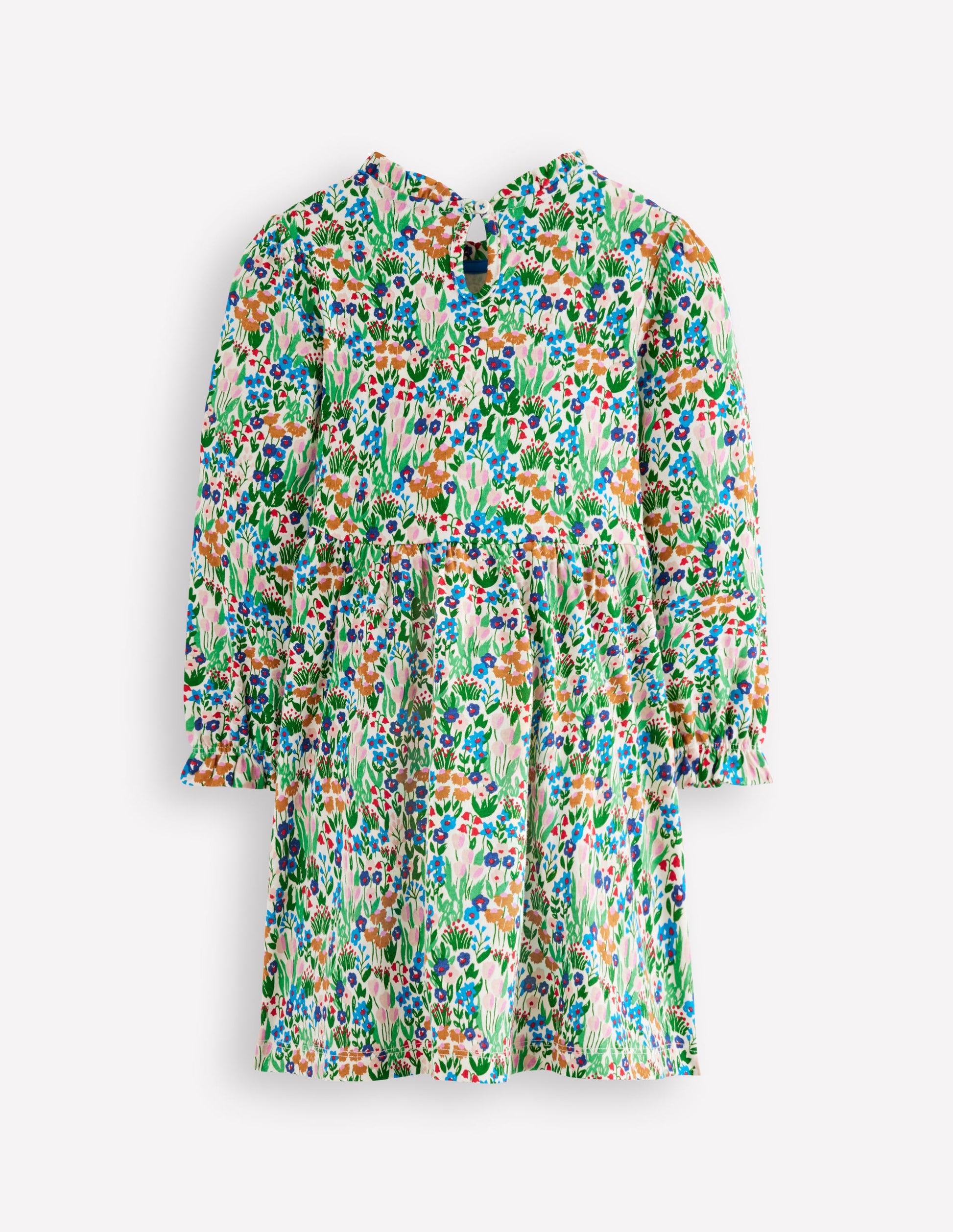Blouson Sleeve Jersey Dress-Kingfisher Spring Flowerbed-2