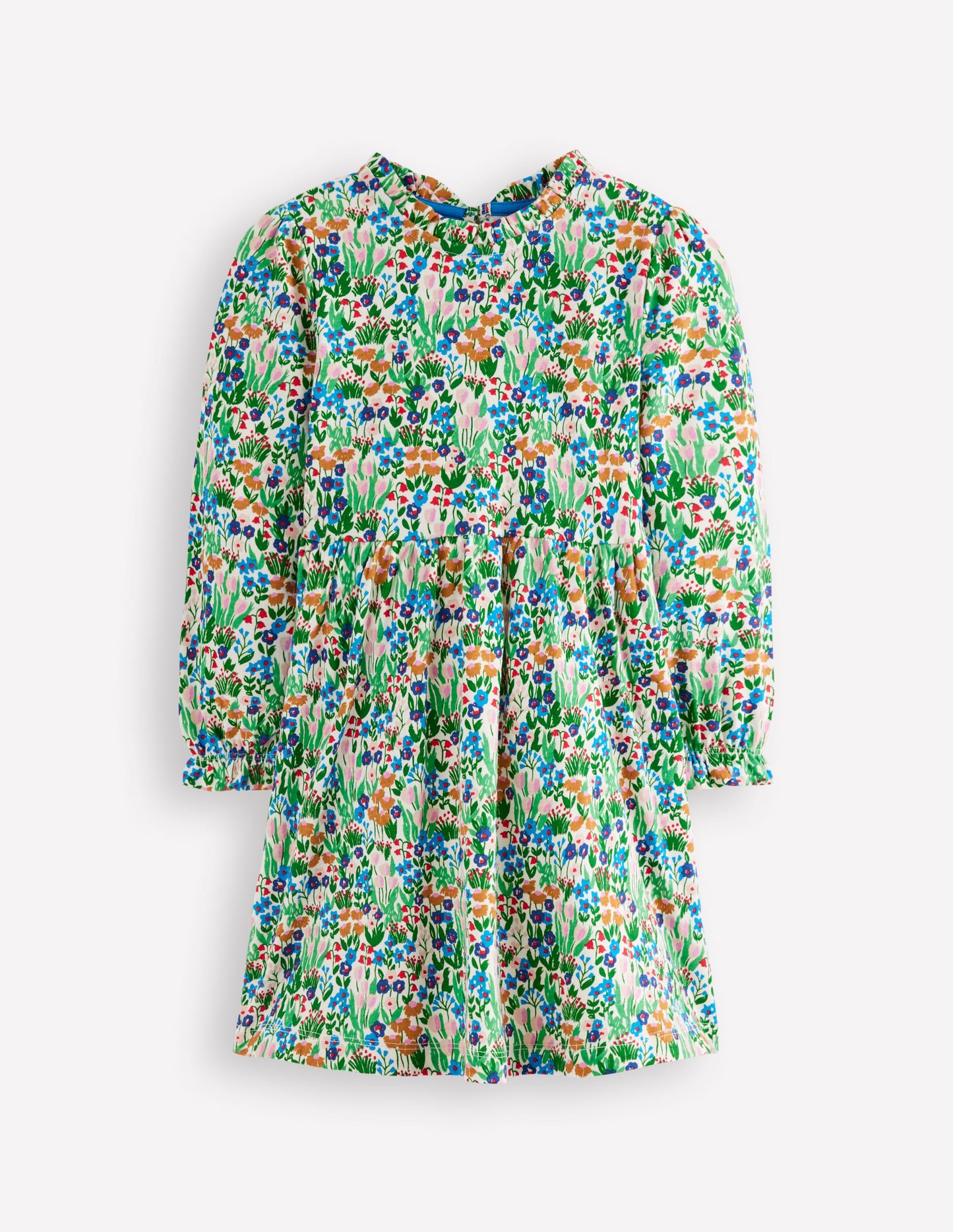 Blouson Sleeve Jersey Dress-Kingfisher Spring Flowerbed