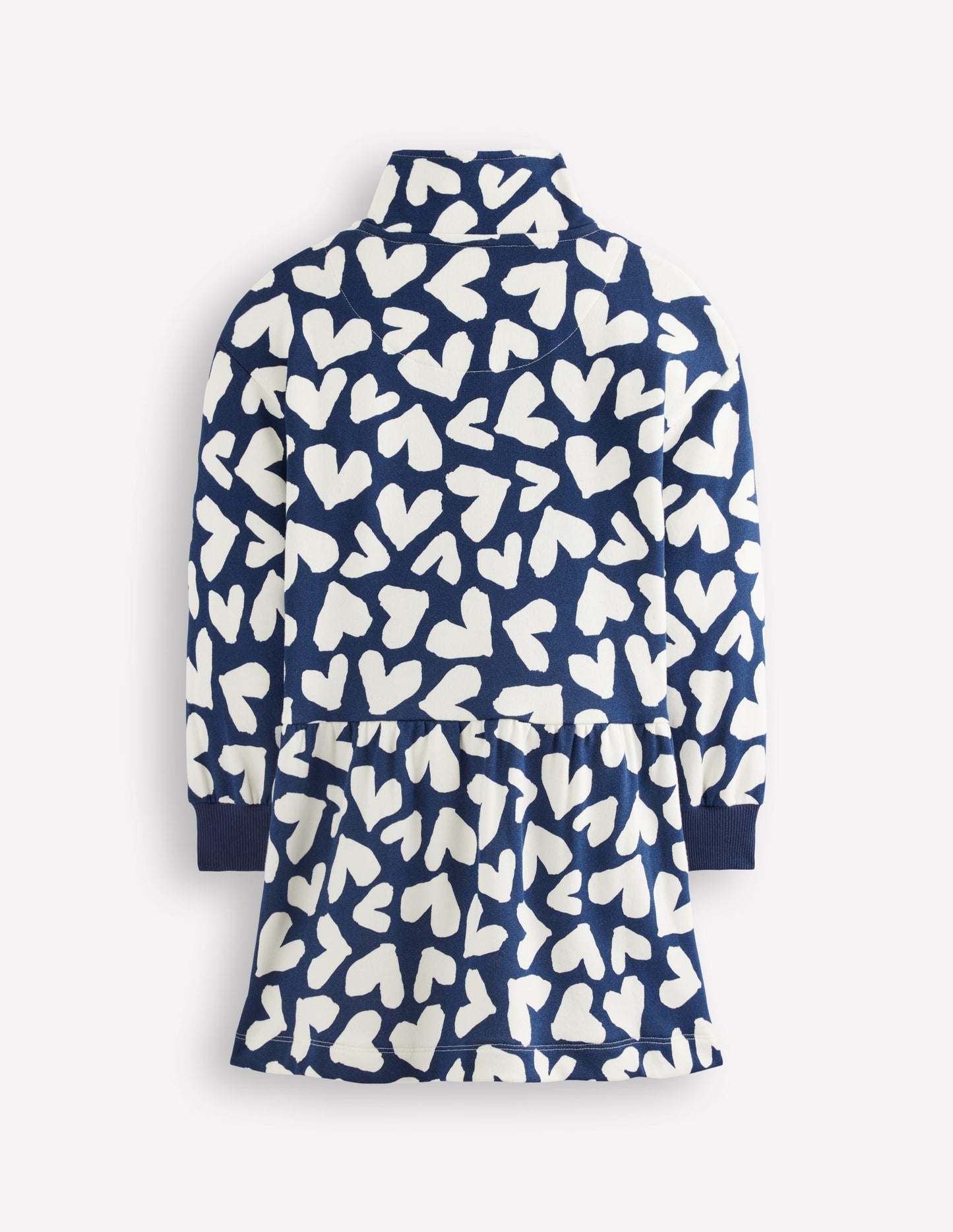 Half Zip Sweat Dress-College Navy Collage Hearts