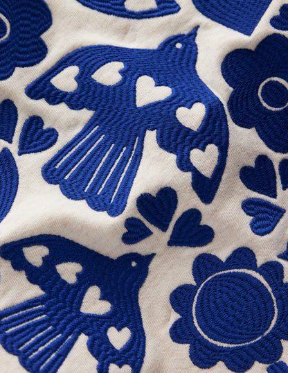 Drop Waist Sweatshirt Dress-Oatmeal Marl Appliqué-4