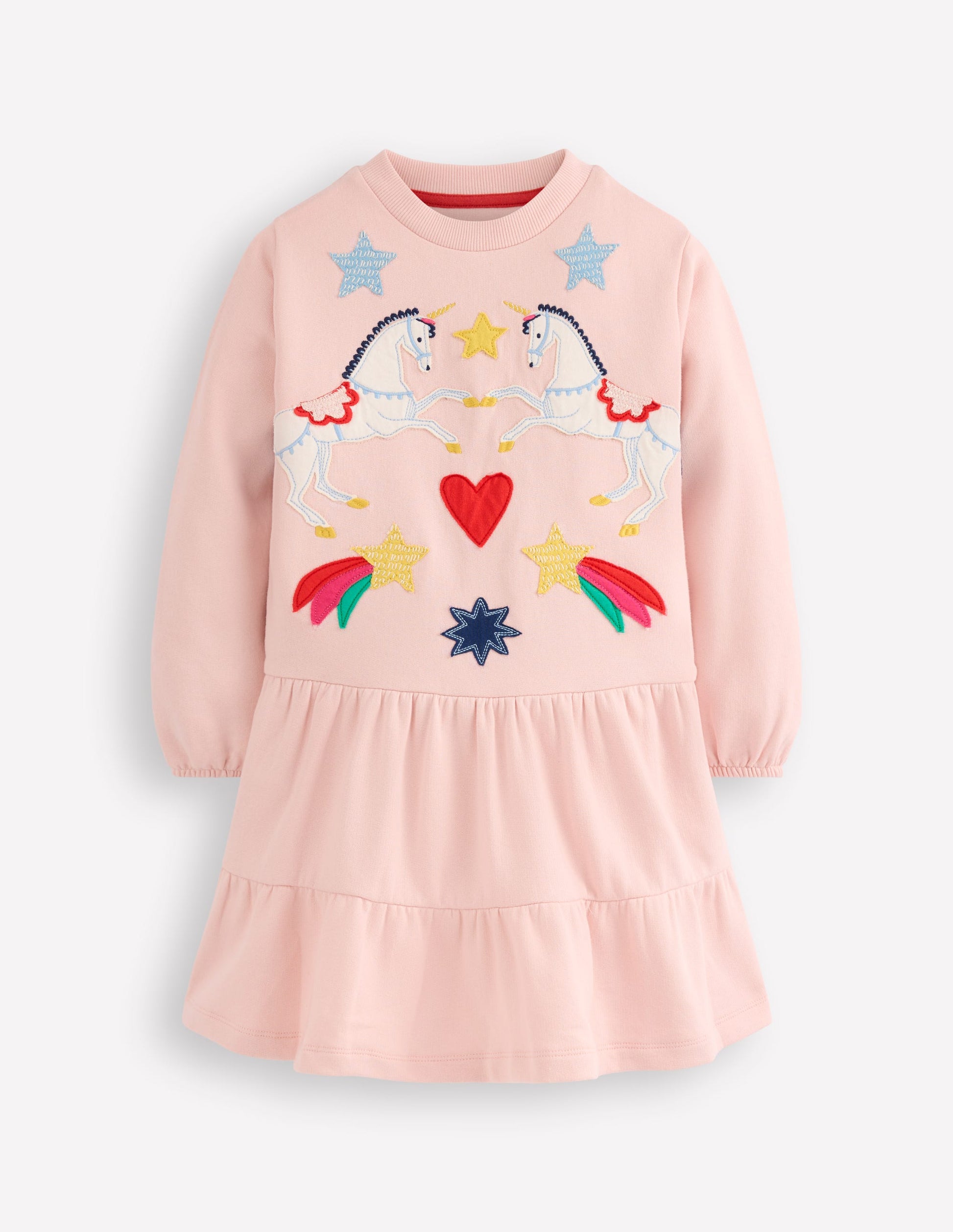 Boden Girls Drop Waist Sweatshirt Dress-Chalk Pink Appliqu | Size 9-10 Years Boden Girls Drop Waist Sweatshirt Dress-Chalk Pink Appliqu | Size 9-10 Years