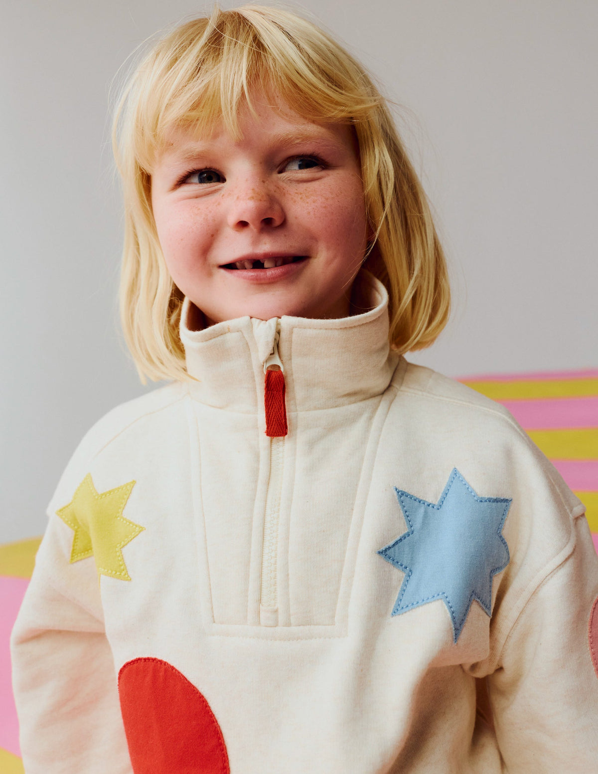 Half-zip Sweatshirt-Applique Shapes - Image 4