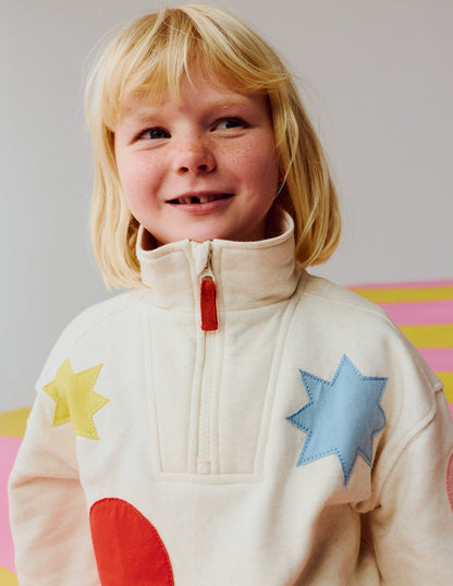 Half-zip Sweatshirt-Applique Shapes-1