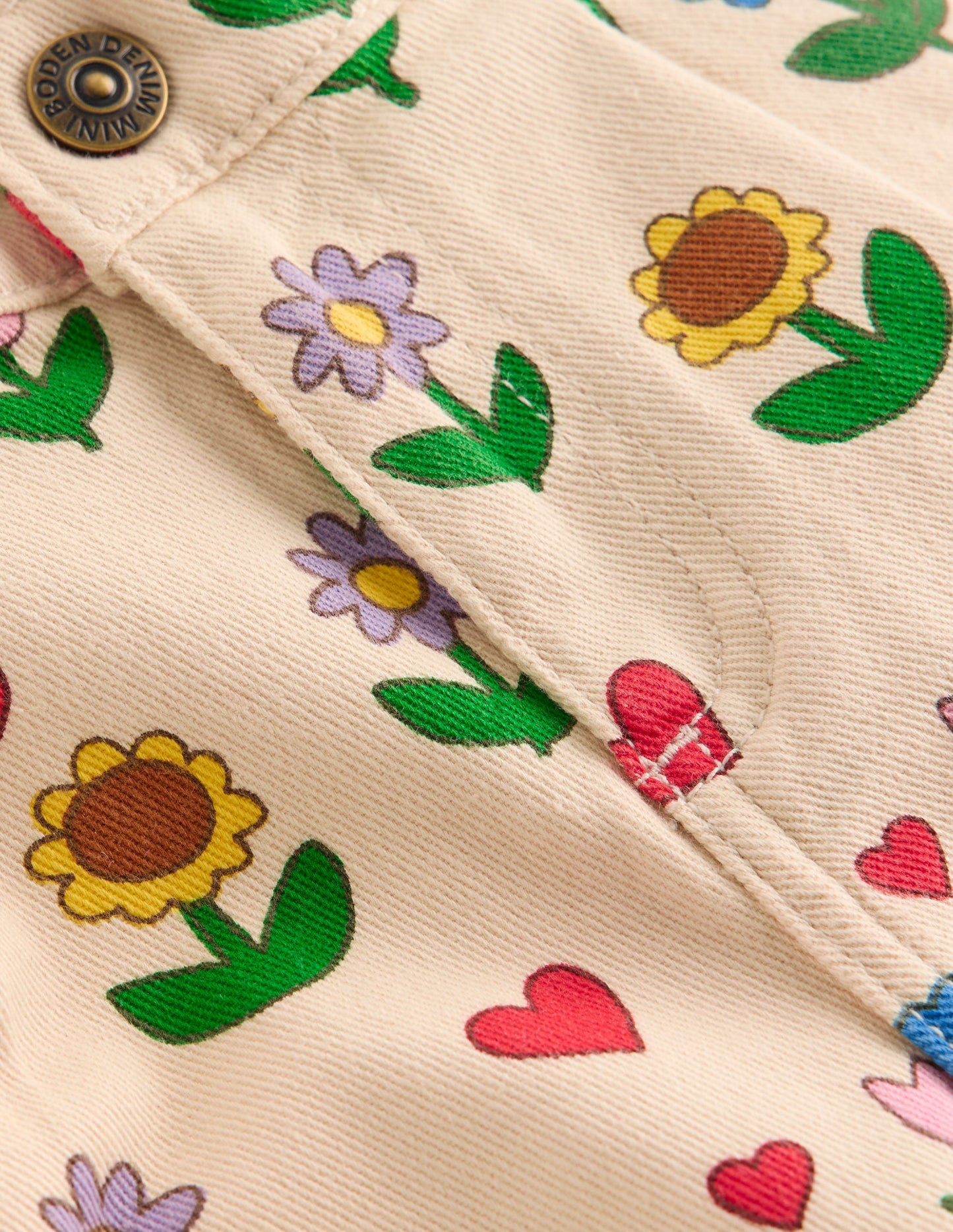 Pleat Jeans-Ivory Sunflower Garden