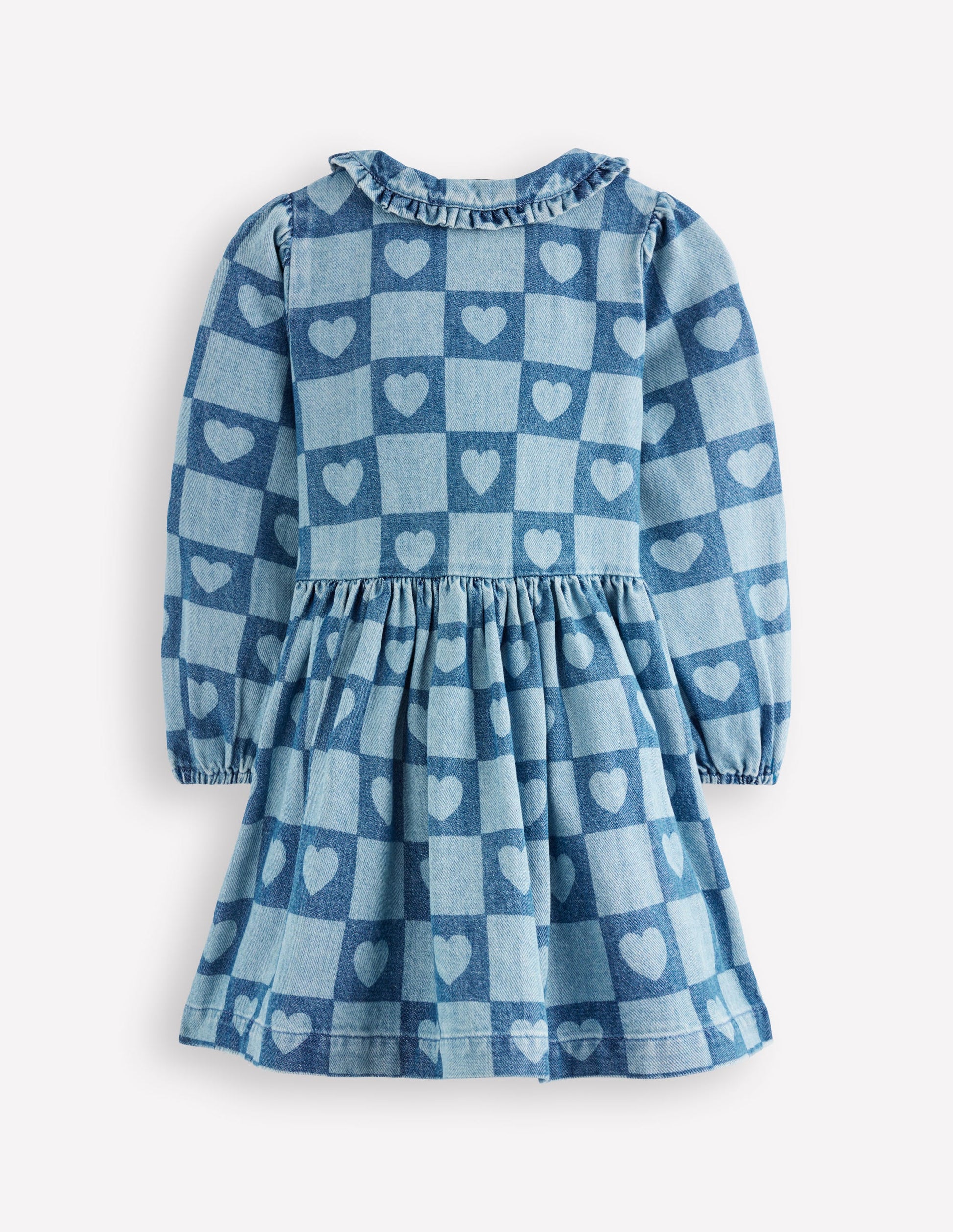 denim toddler dress Pretty Shirt Dress-Denim Heart Stamp