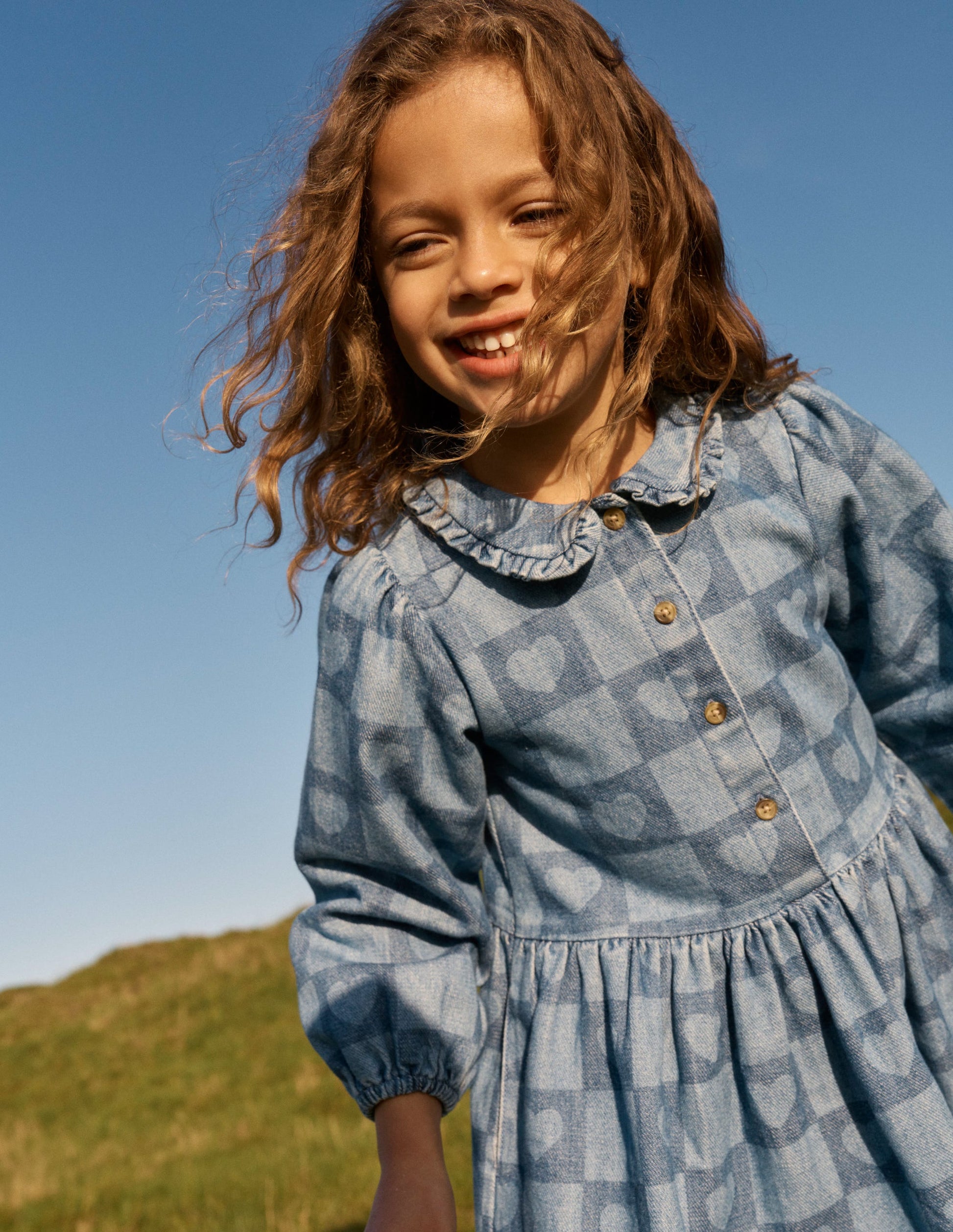 Pretty Shirt Dress-Denim Heart Stamp-1