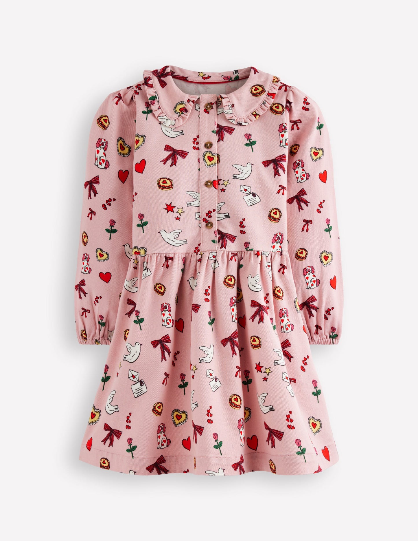 Pretty Shirt Dress-Vintage Pink Happy Valentine