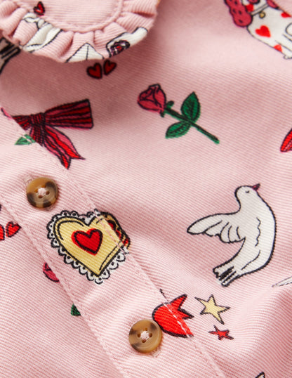 Pretty Shirt Dress-Vintage Pink Happy Valentine-3