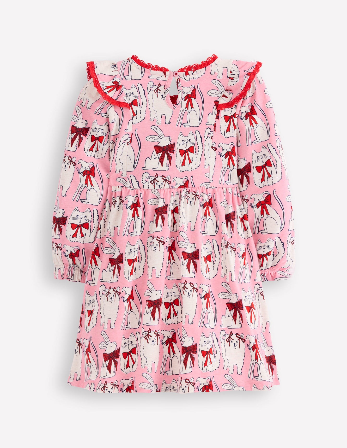 Long Sleeve Ruffle Dress-Bubblegum Pink Favourite Pets