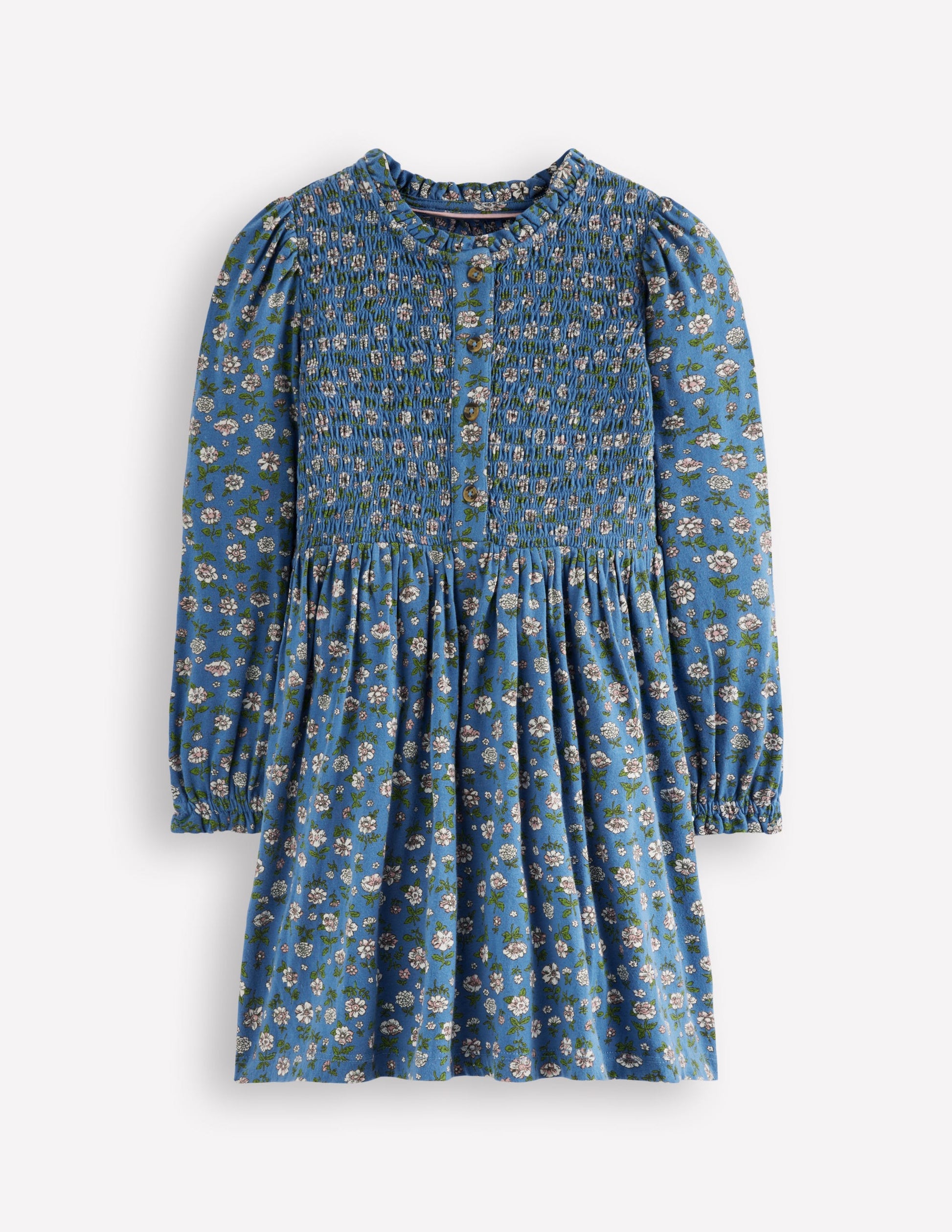 Boden Girls Shirred Bodice Jersey Dress in Blue | Size 10-11 Years Boden Girls Shirred Bodice Jersey Dress in Blue | Size 10-11 Years