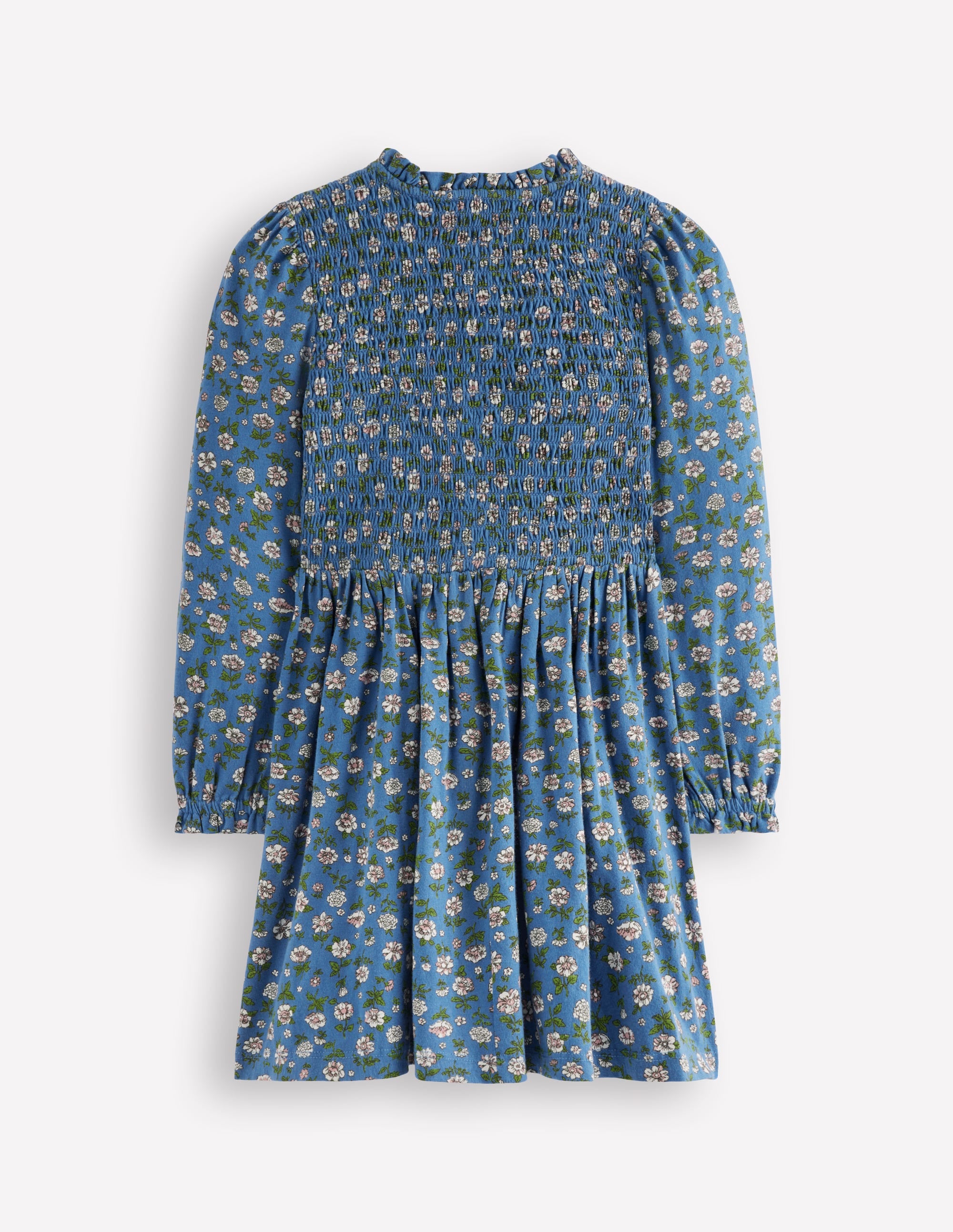 Shirred Bodice Jersey Dress-Bluejay Garden Flower - Image 2