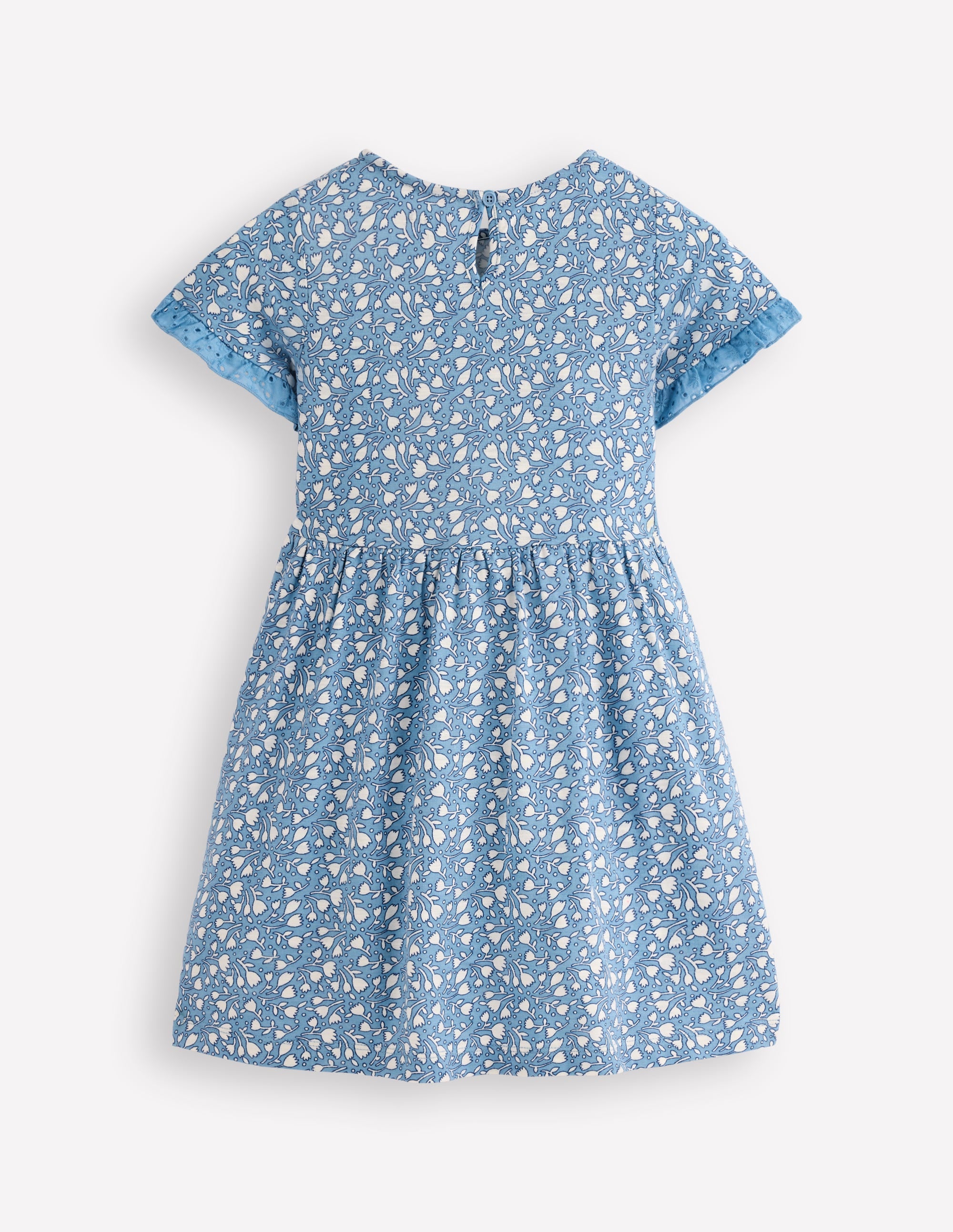 Broderie Pocket Jersey Dress-Glacier Blue Tiny Tulip - Image 2