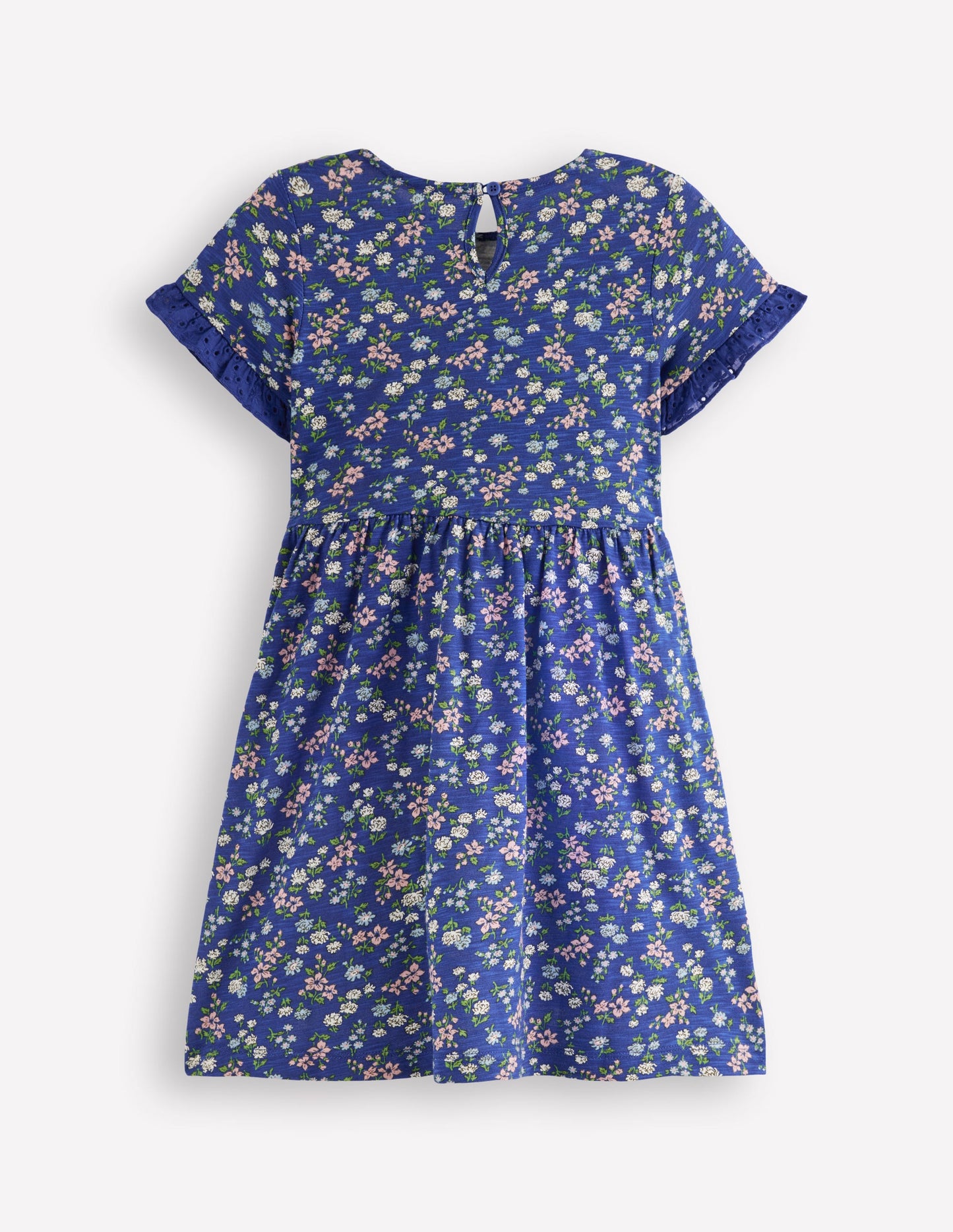 Broderie Pocket Jersey Dress-Sapphire Blue Meadow Floral