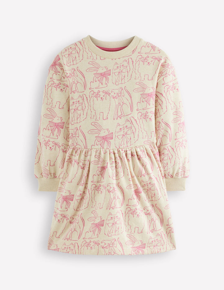 Drop Shoulder Sweat Dress-Oatmeal Marl Favourite Pets