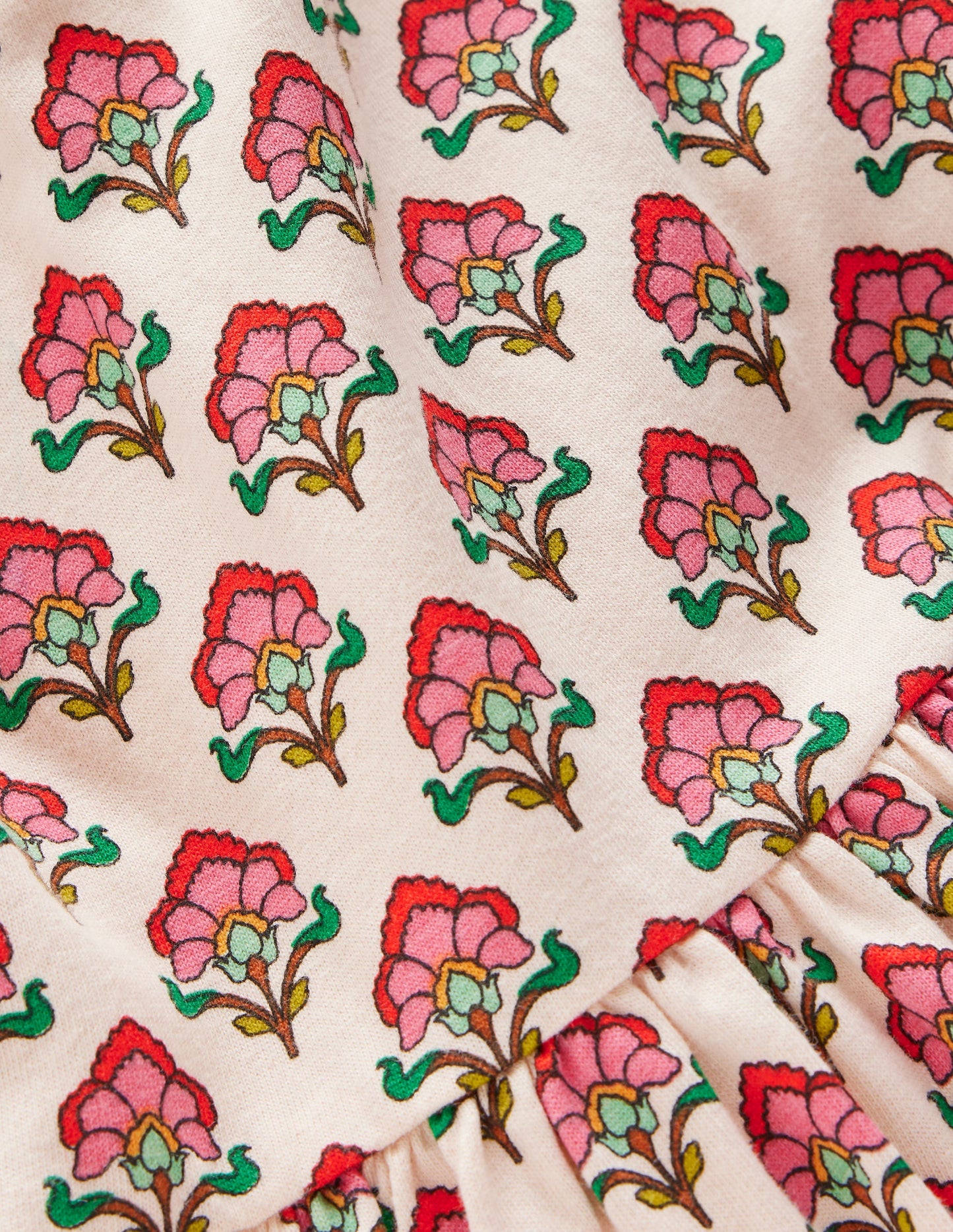 Flutter Sleeve Twirly Dress-Multi Woodblock Floral