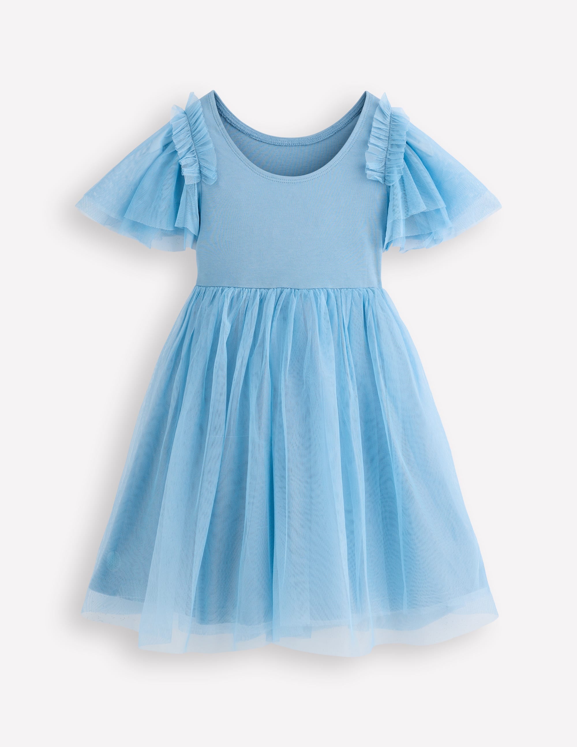 Short Sleeve Logo Tulle Dress-Glacier Blue Roses - Image 2