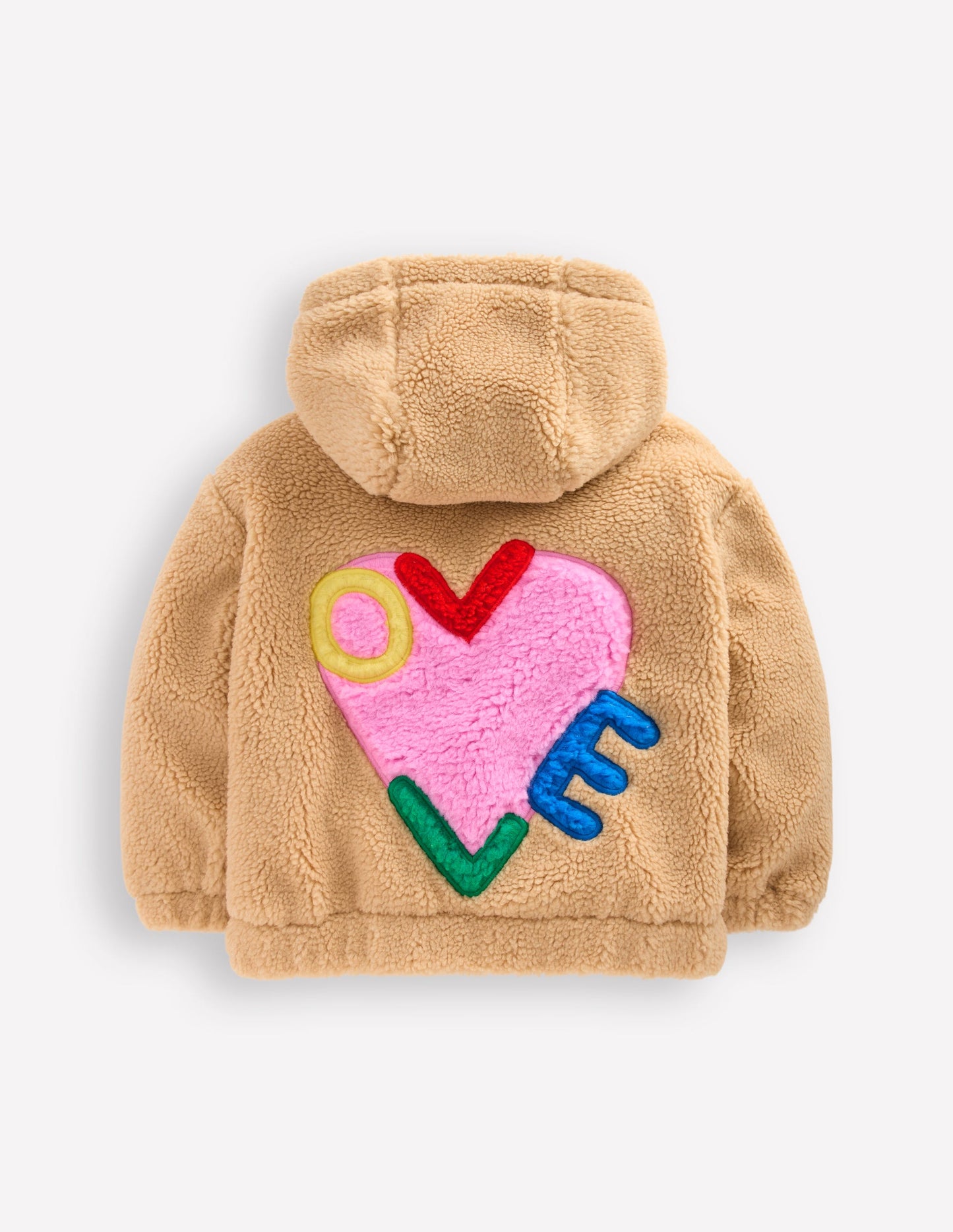 Relaxed Borg Zip-through-Love Applique Borg