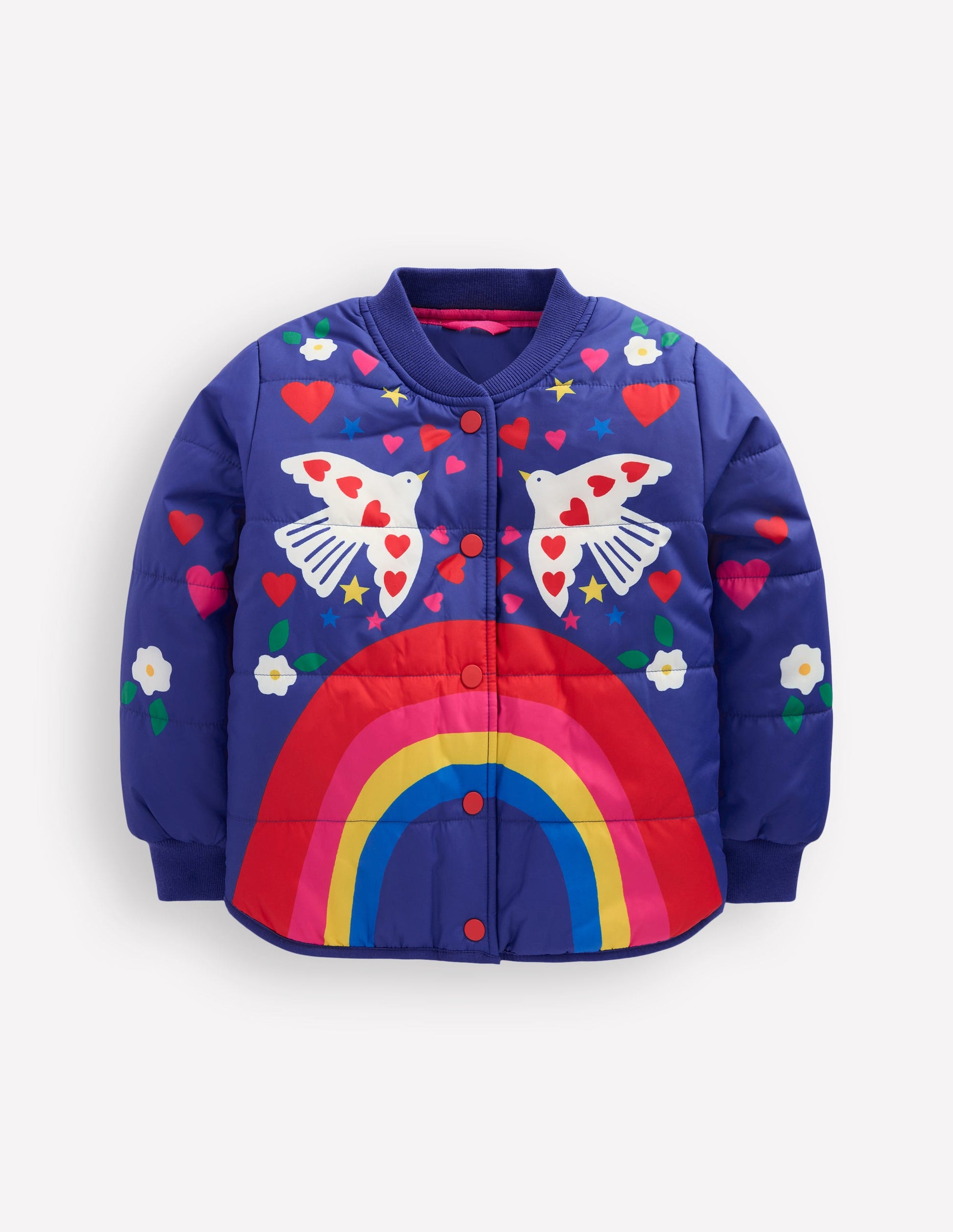 Fun Bomber Jacket-Navy Placement Rainbow Print-4