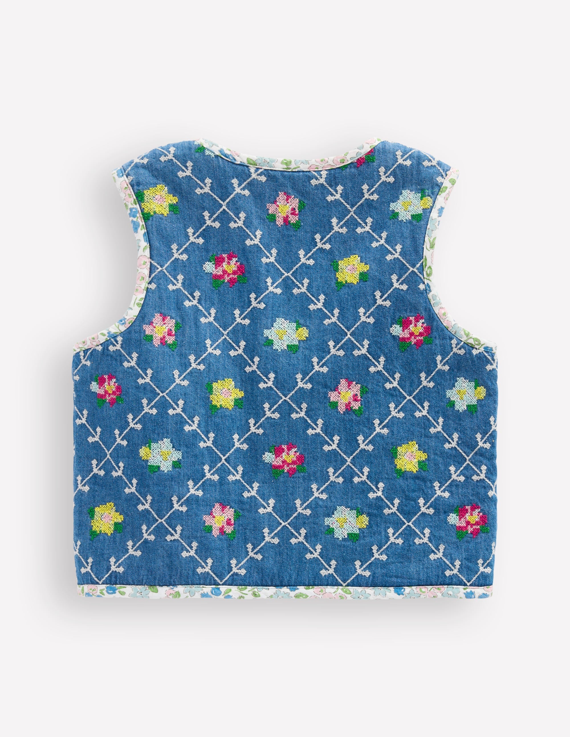 Pretty Quilted Gilet-Embroidered Denim - Image 2