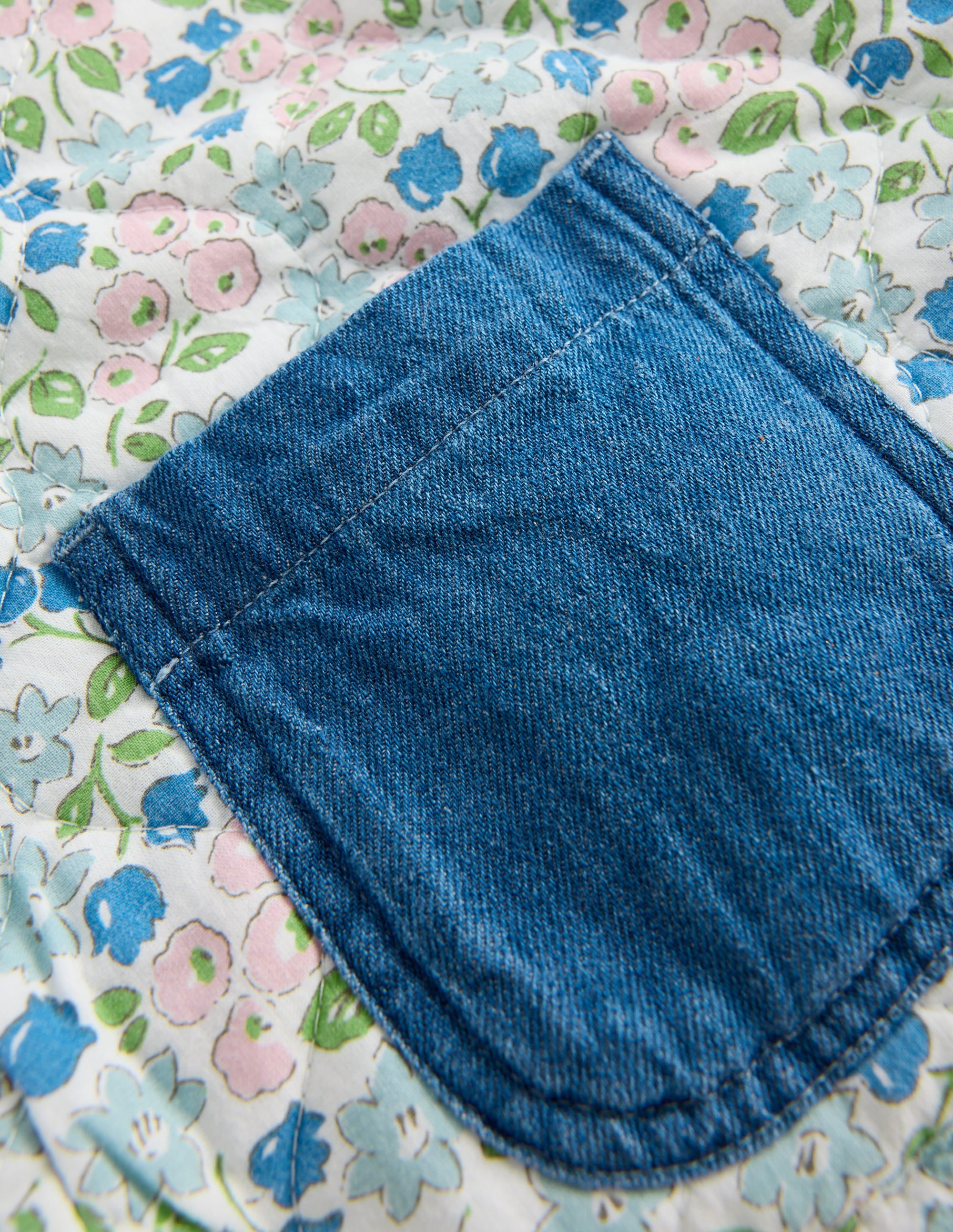 Pretty Quilted Gilet-Embroidered Denim - Image 3