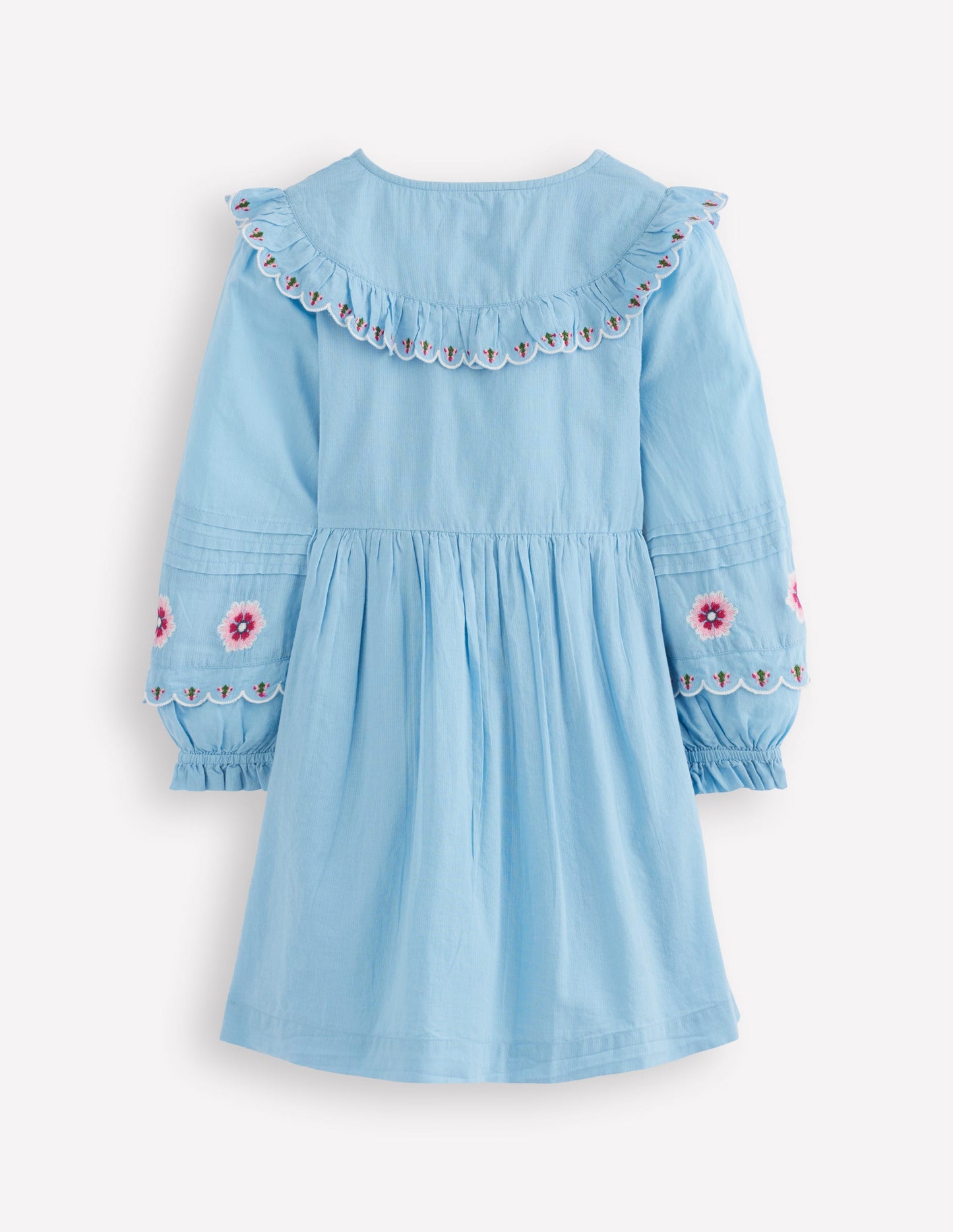 Button Through Blouson Dress-Glacier Blue